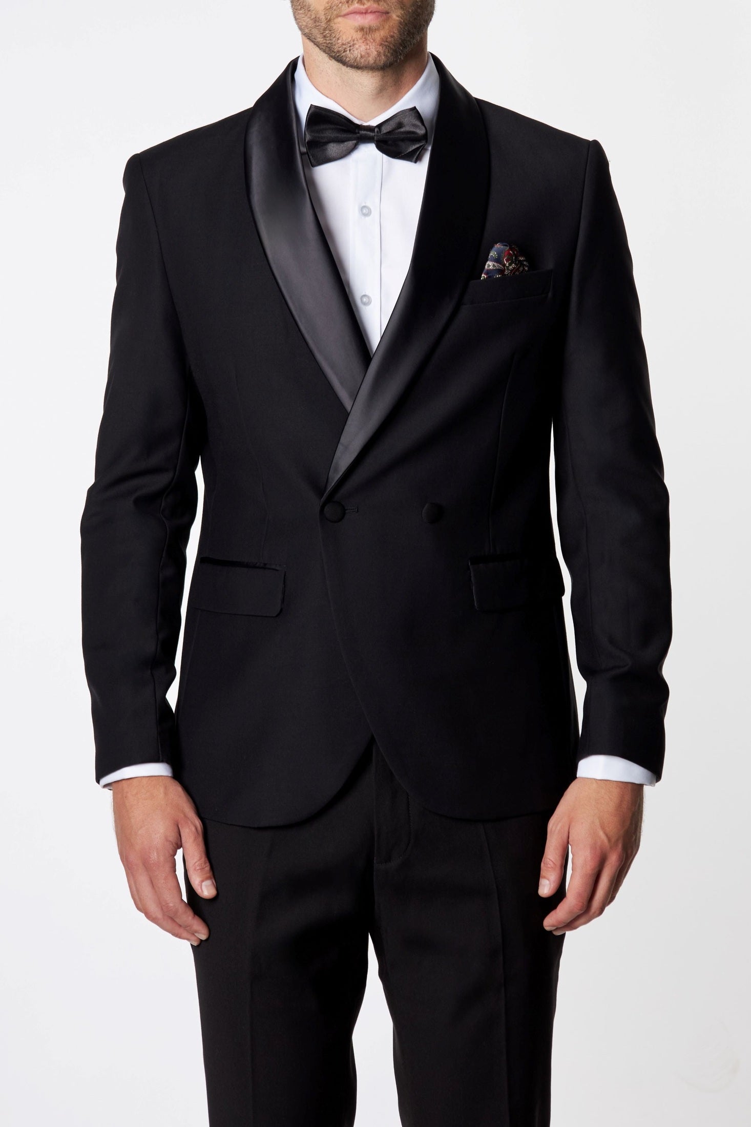 HARIS – BLACK DOUBLE BREASTED TUXEDO JACKET