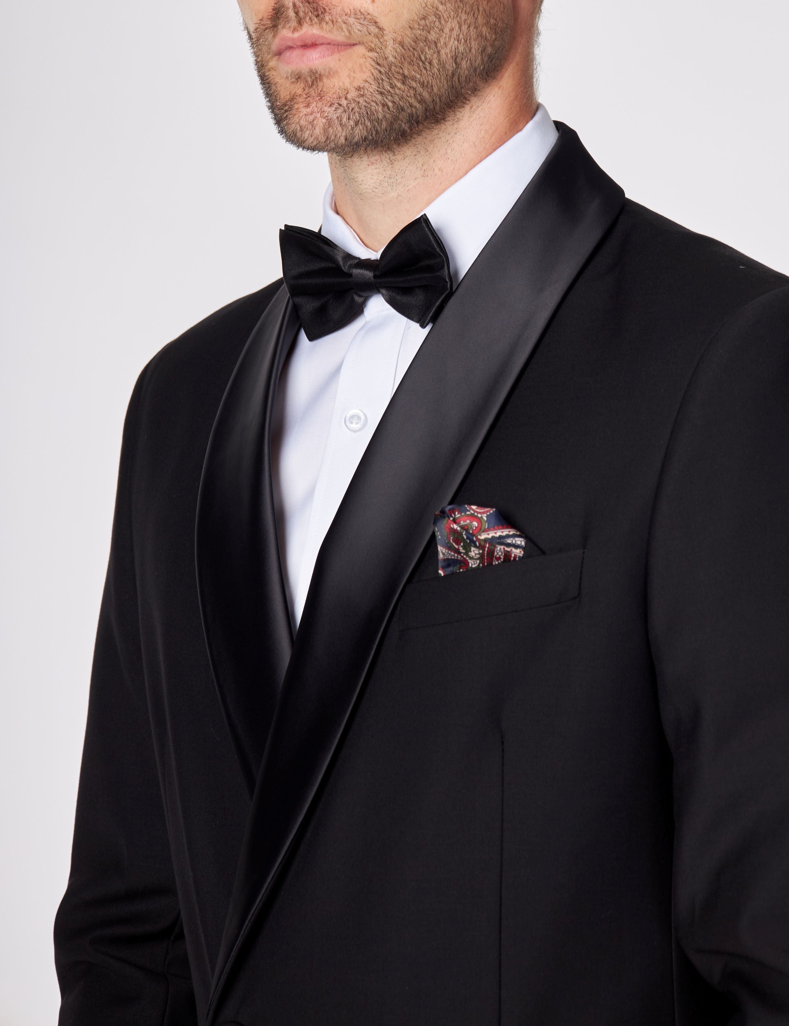 HARIS – BLACK DOUBLE BREASTED TUXEDO JACKET