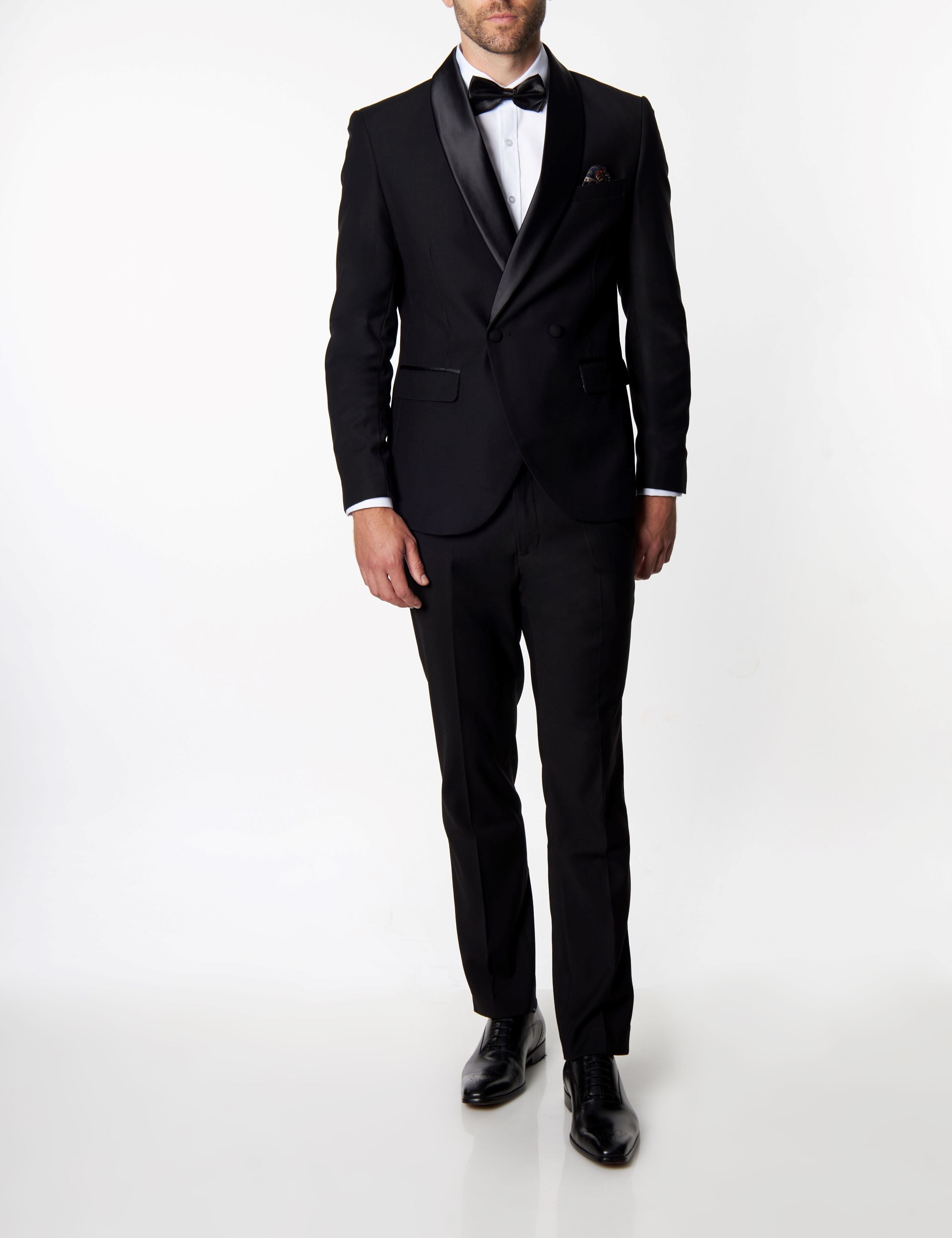 HARIS – BLACK DOUBLE BREASTED TUXEDO JACKET