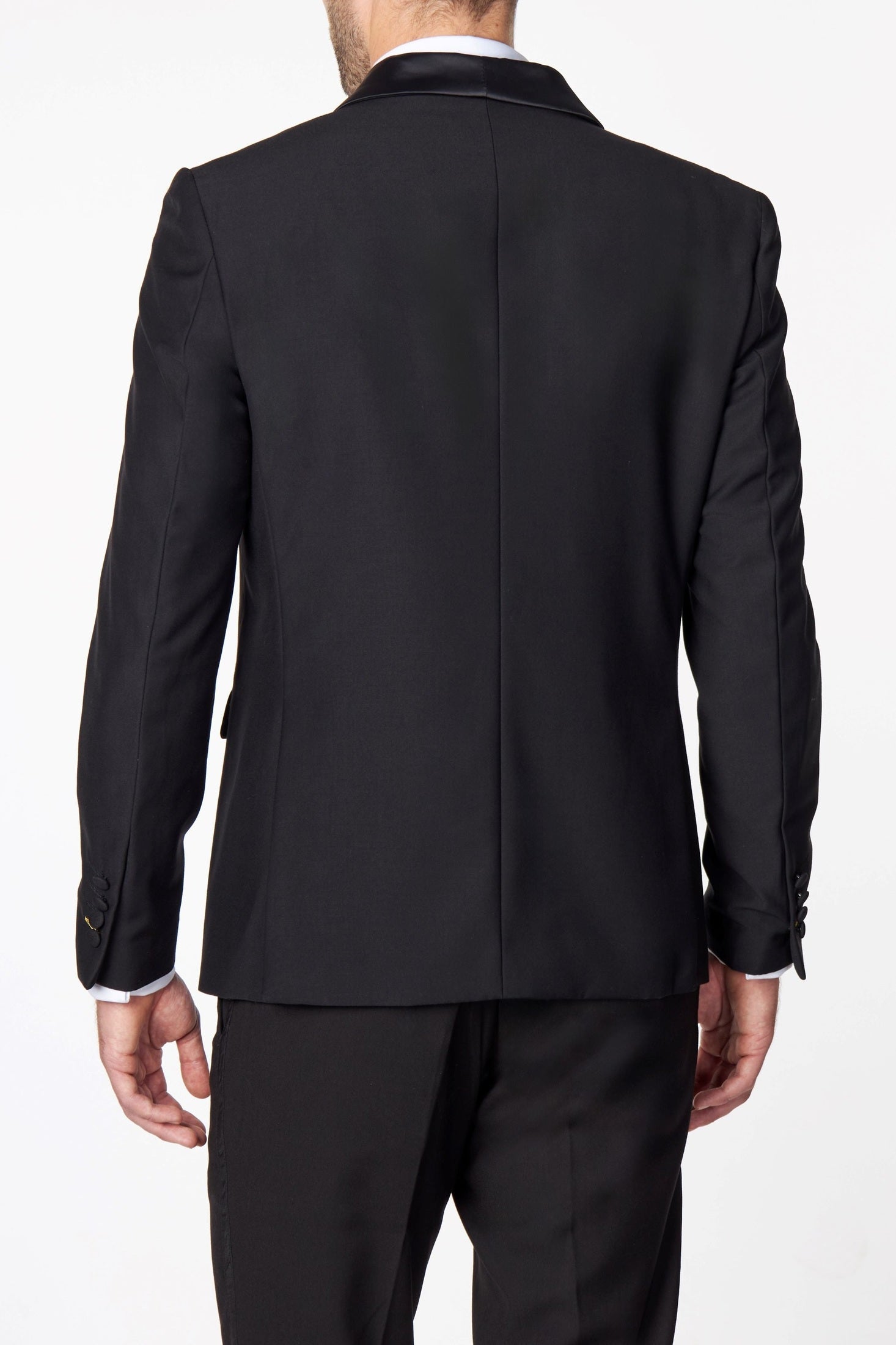 HARIS – BLACK DOUBLE BREASTED TUXEDO JACKET