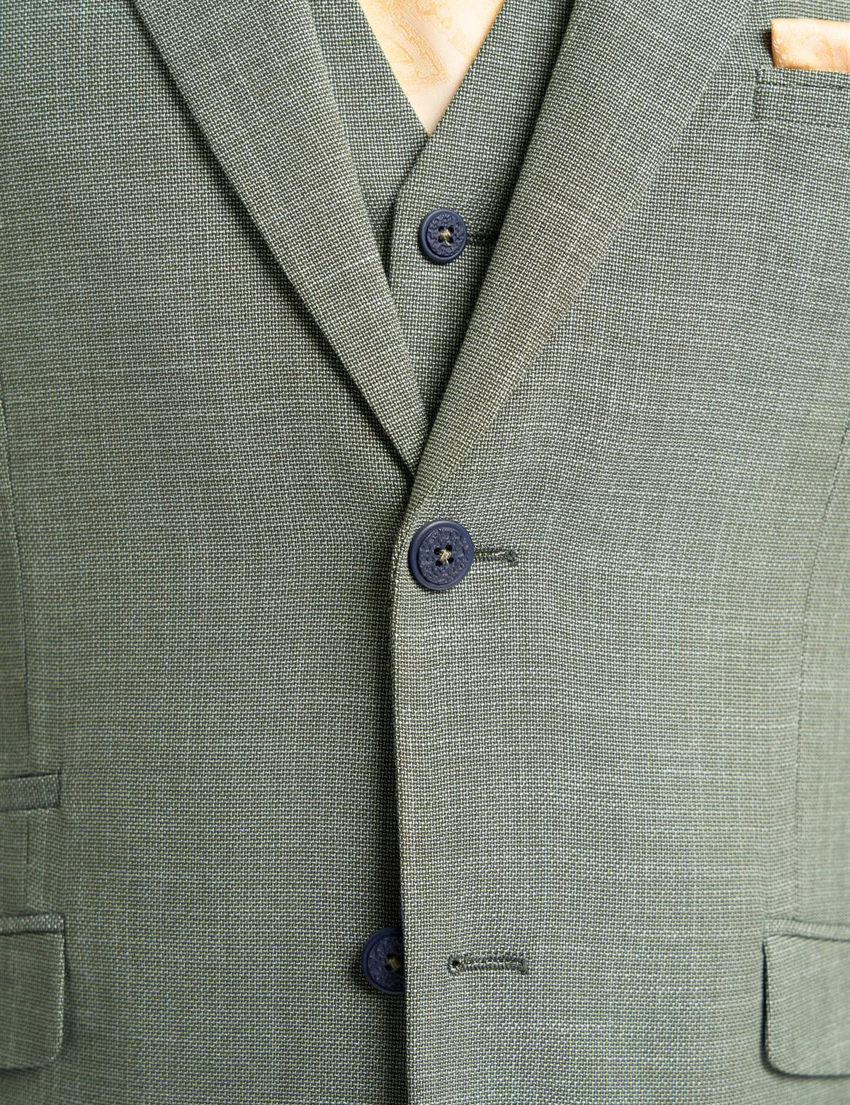 MIAMI – TAILORED FIT LINEN BLEND SAGE GREEN 3 PIECE SUIT