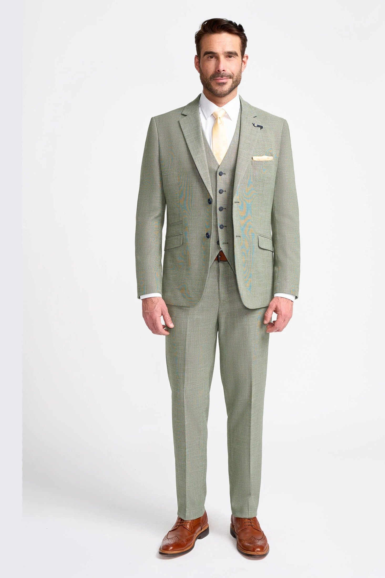 MIAMI – TAILORED FIT LINEN BLEND SAGE GREEN 3 PIECE SUIT