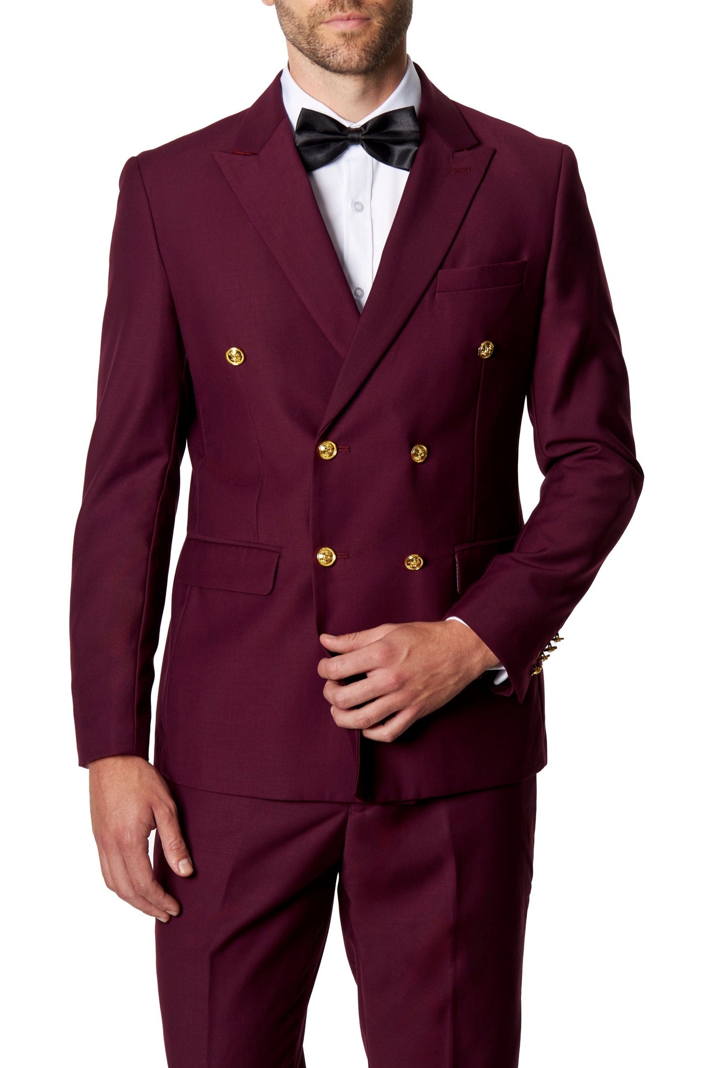 MAROON DOUBLE BREASTED GOLD BUTTON JACKET