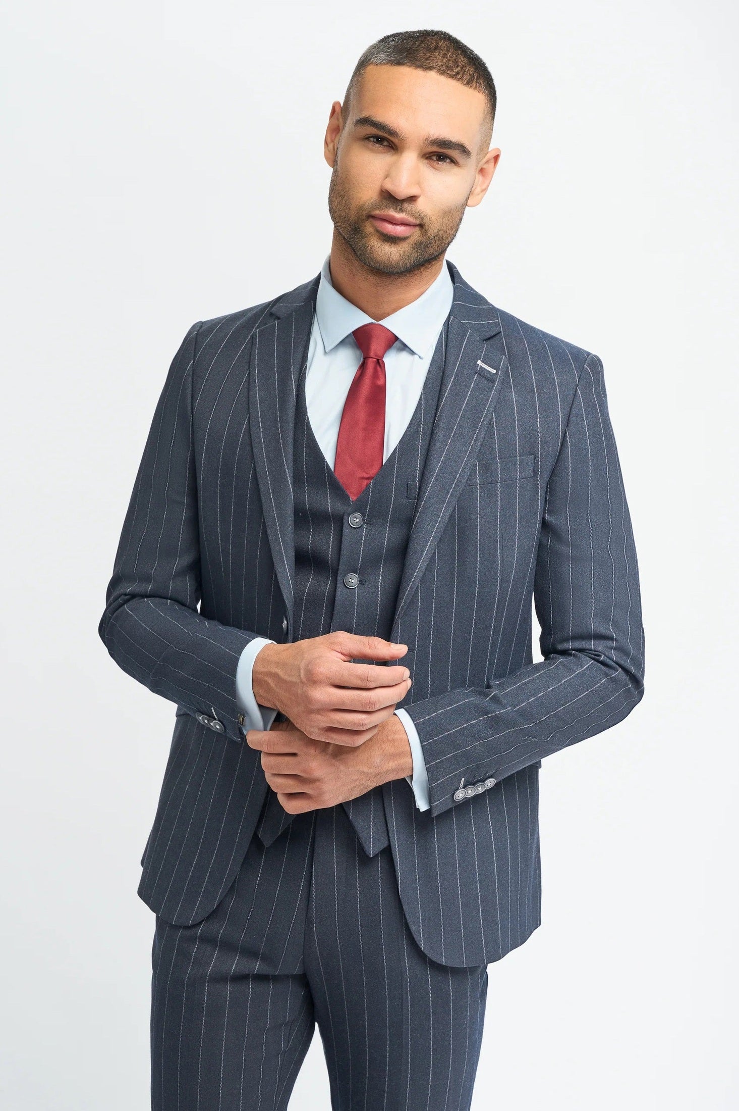 INVINCIBLE – CAVANI NAVY PINSTRIPE JACKET