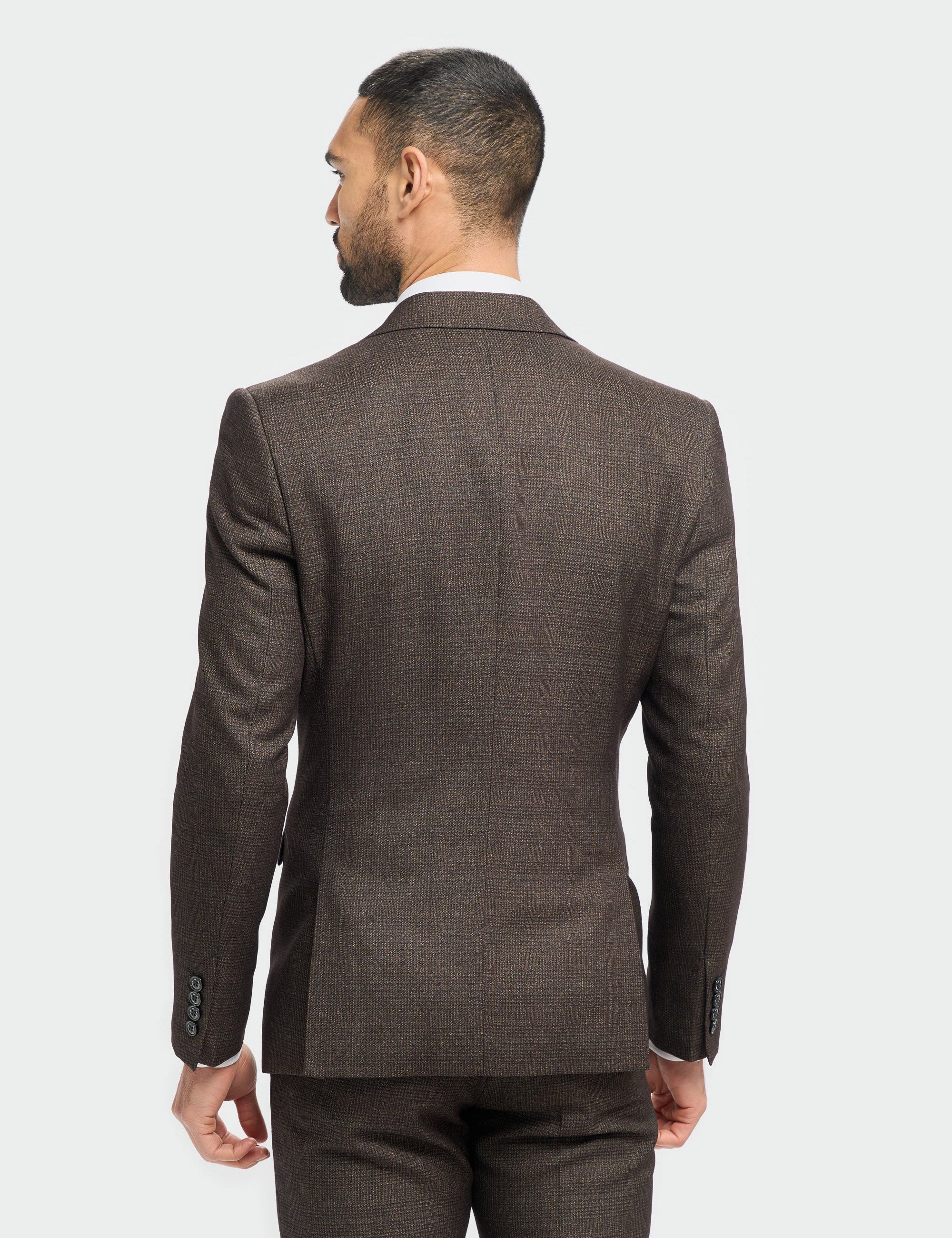 CARIDI – TAILORED FIT 3 PIECE SUIT IN BROWN CHECK