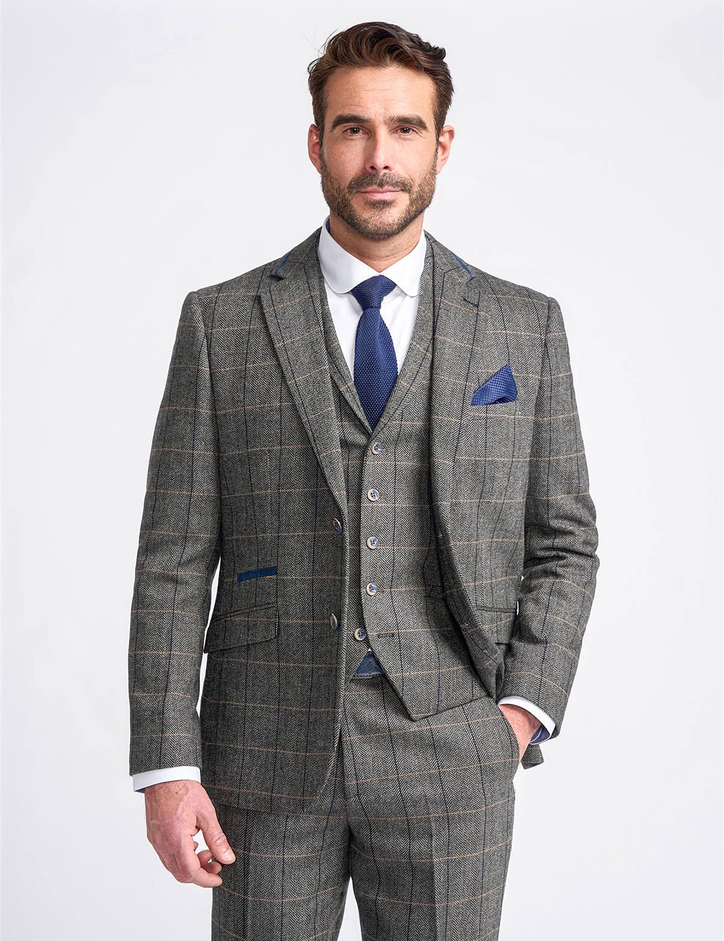 ALBERT GREY CHECK TWEED BLAZER