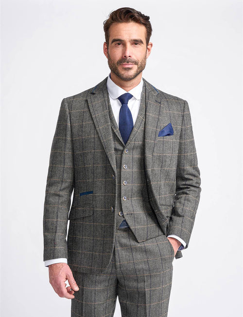 ALBERT GREY CHECK TWEED BLAZER