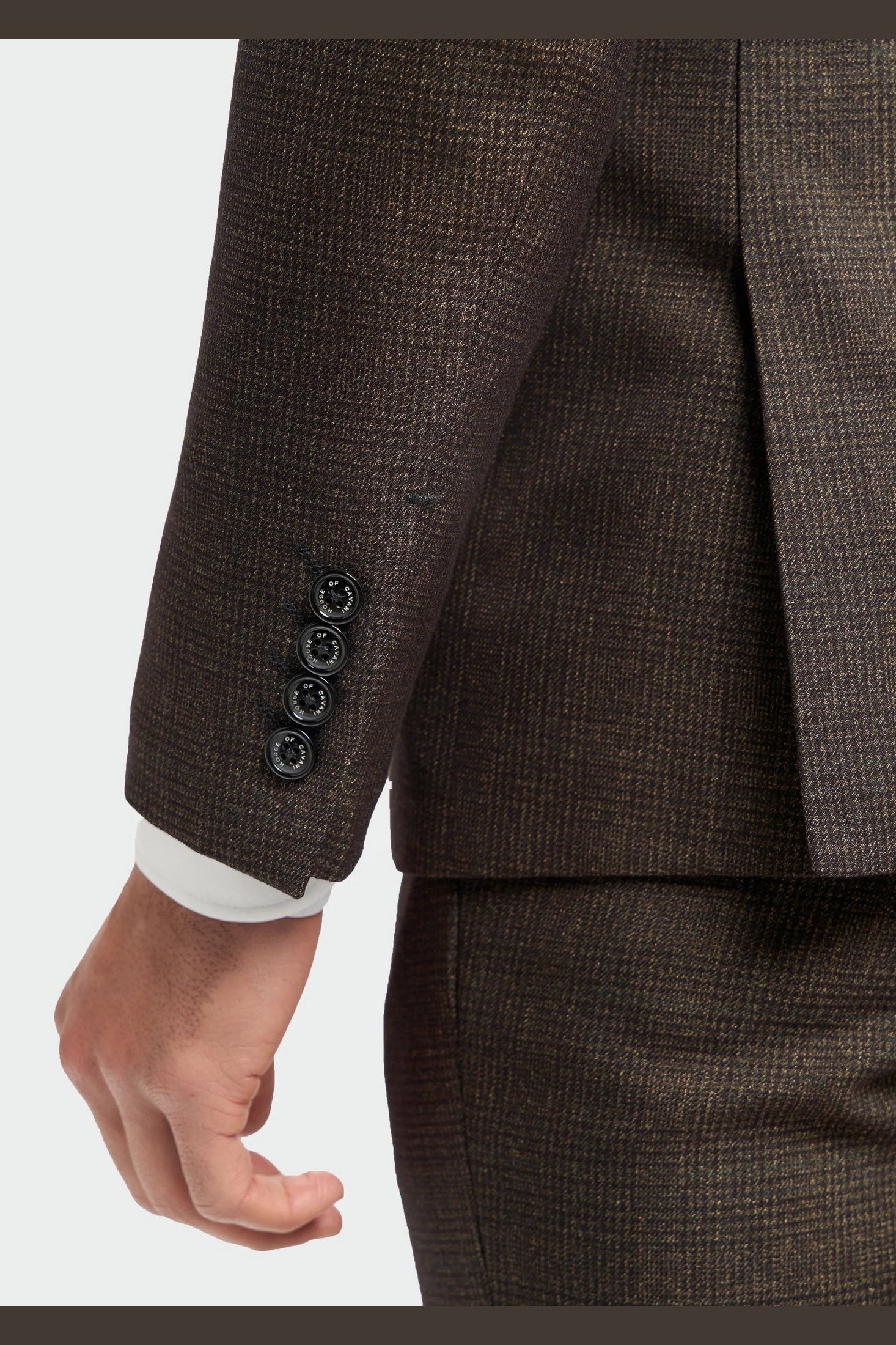 CARIDI – TAILORED FIT 3 PIECE SUIT IN BROWN CHECK