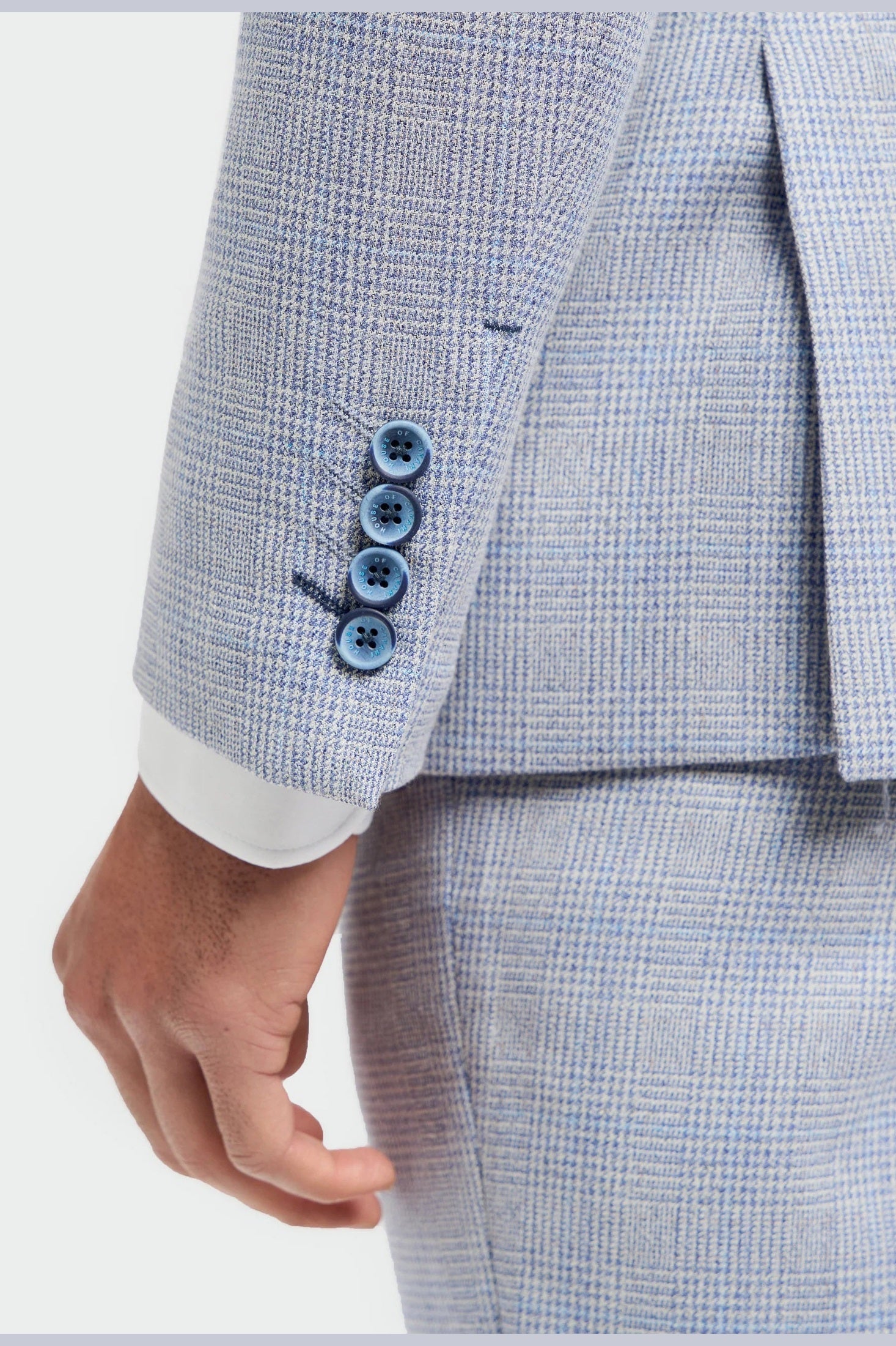 MENS CARIDI SKY BLUE TAILORED FIT THREE PIECE SUIT