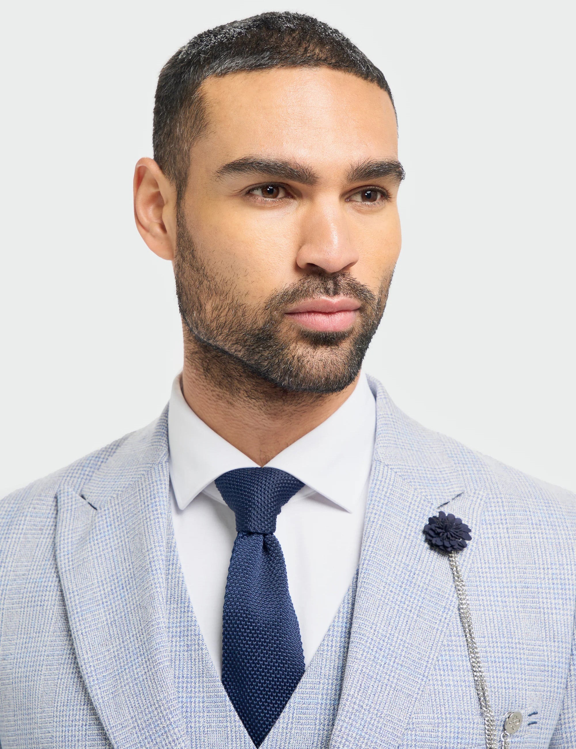 MENS CARIDI SKY BLUE TAILORED FIT THREE PIECE SUIT
