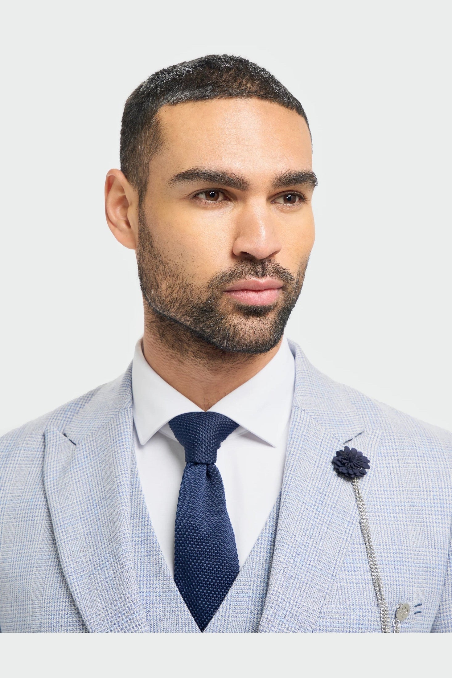 MENS CARIDI SKY BLUE TAILORED FIT THREE PIECE SUIT