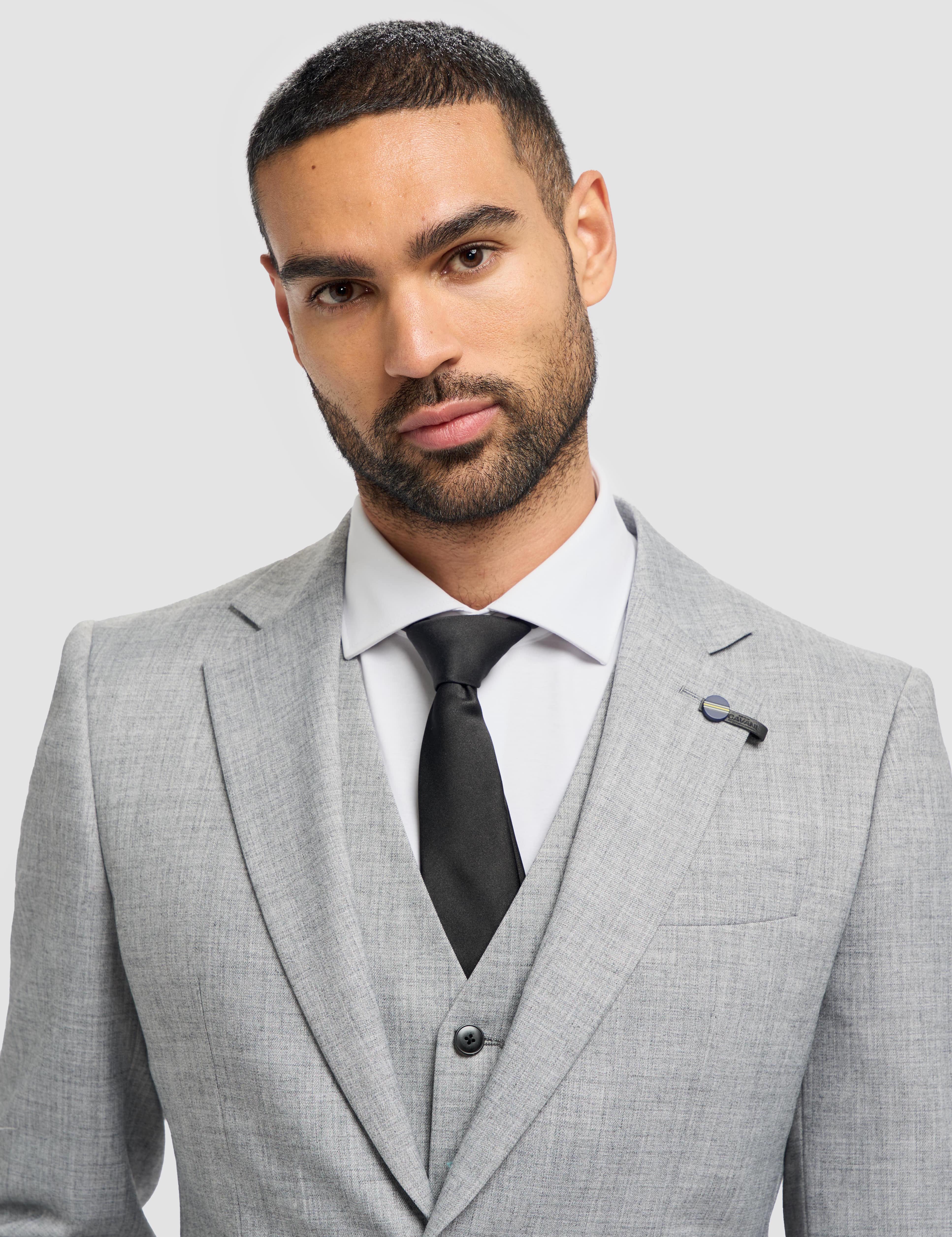 Cavani – Malibu Men's Grey Sharkskin Tailored 3-Piece Suit
