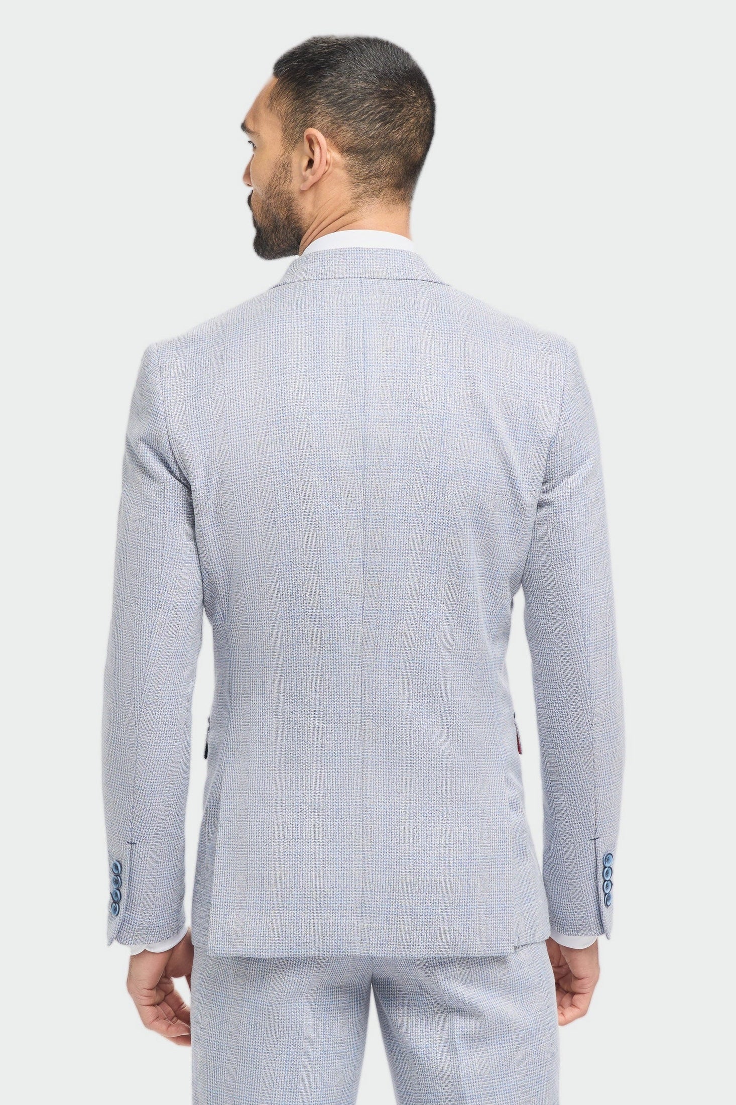 MENS CARIDI SKY BLUE TAILORED FIT THREE PIECE SUIT
