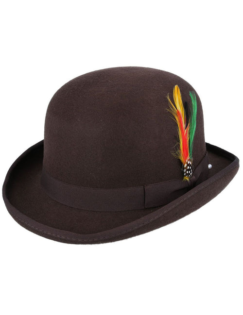 BROWN PURE WOOL BOWLERS HAT