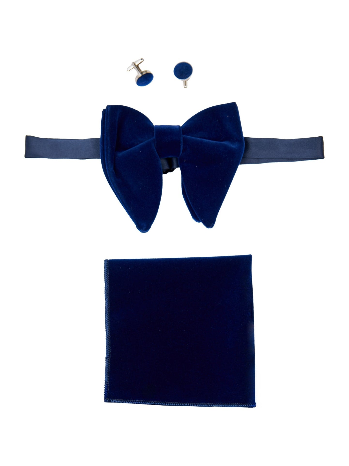 BIG NAVY VELVET BOW TIE SET
