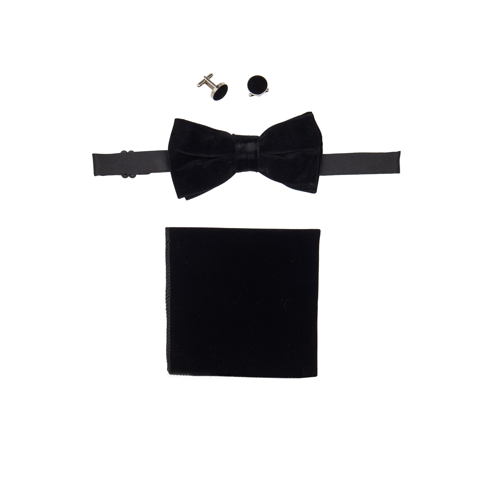 BLACK VELVET BOW TIE SET