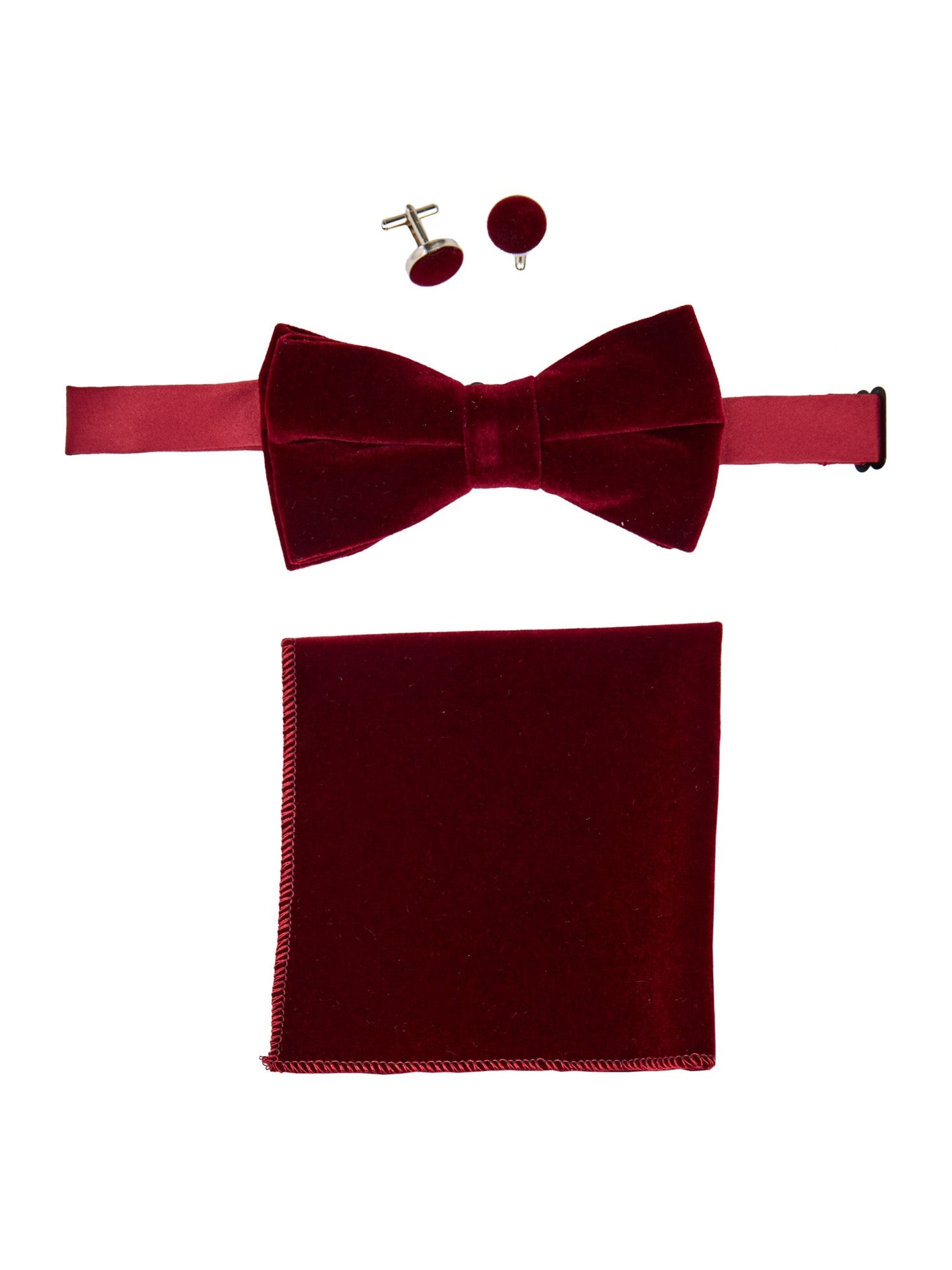 MAROON VELVET BOW TIE SET