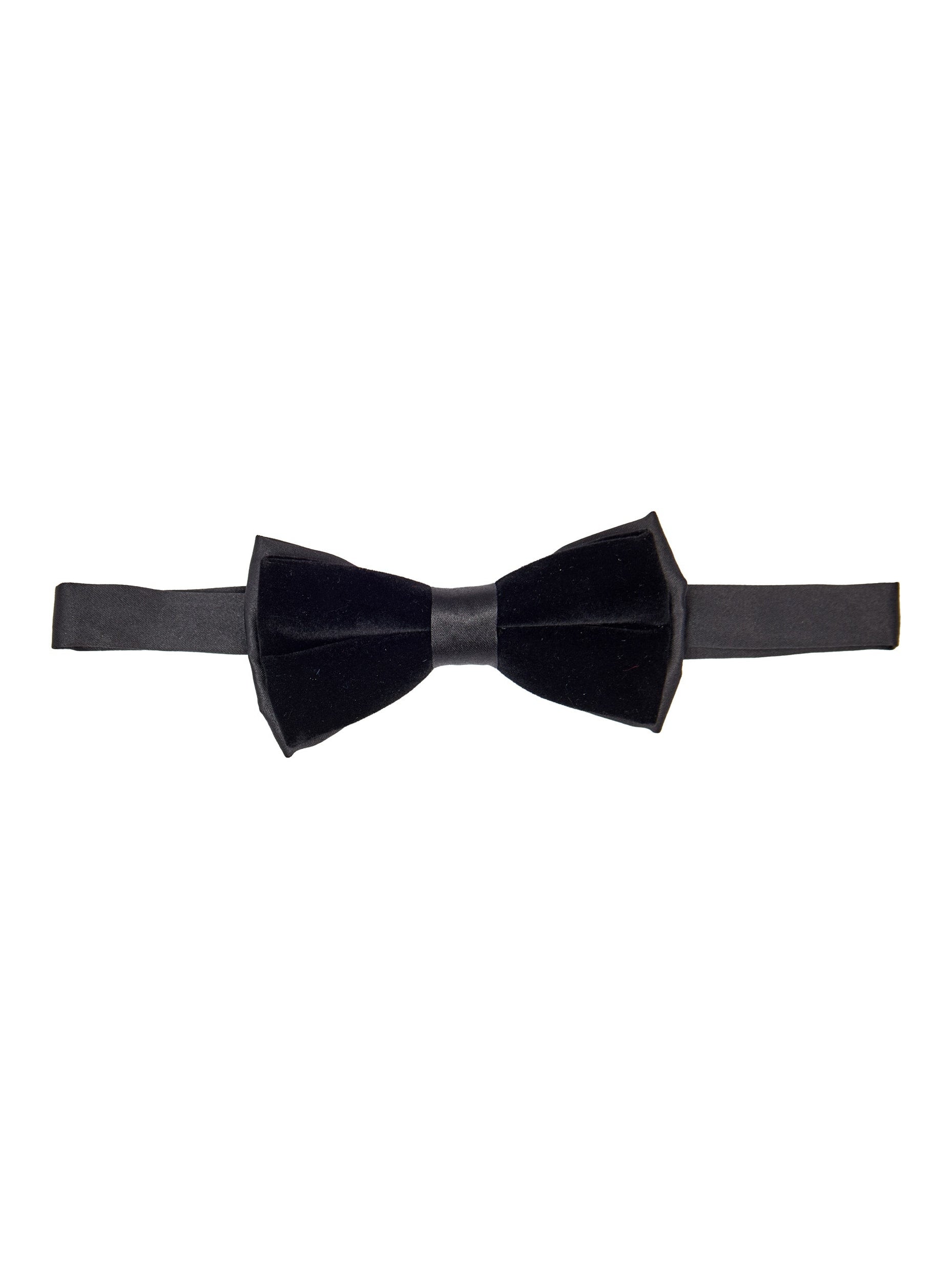 BLACK SATIN VELVET BOW TIE SET