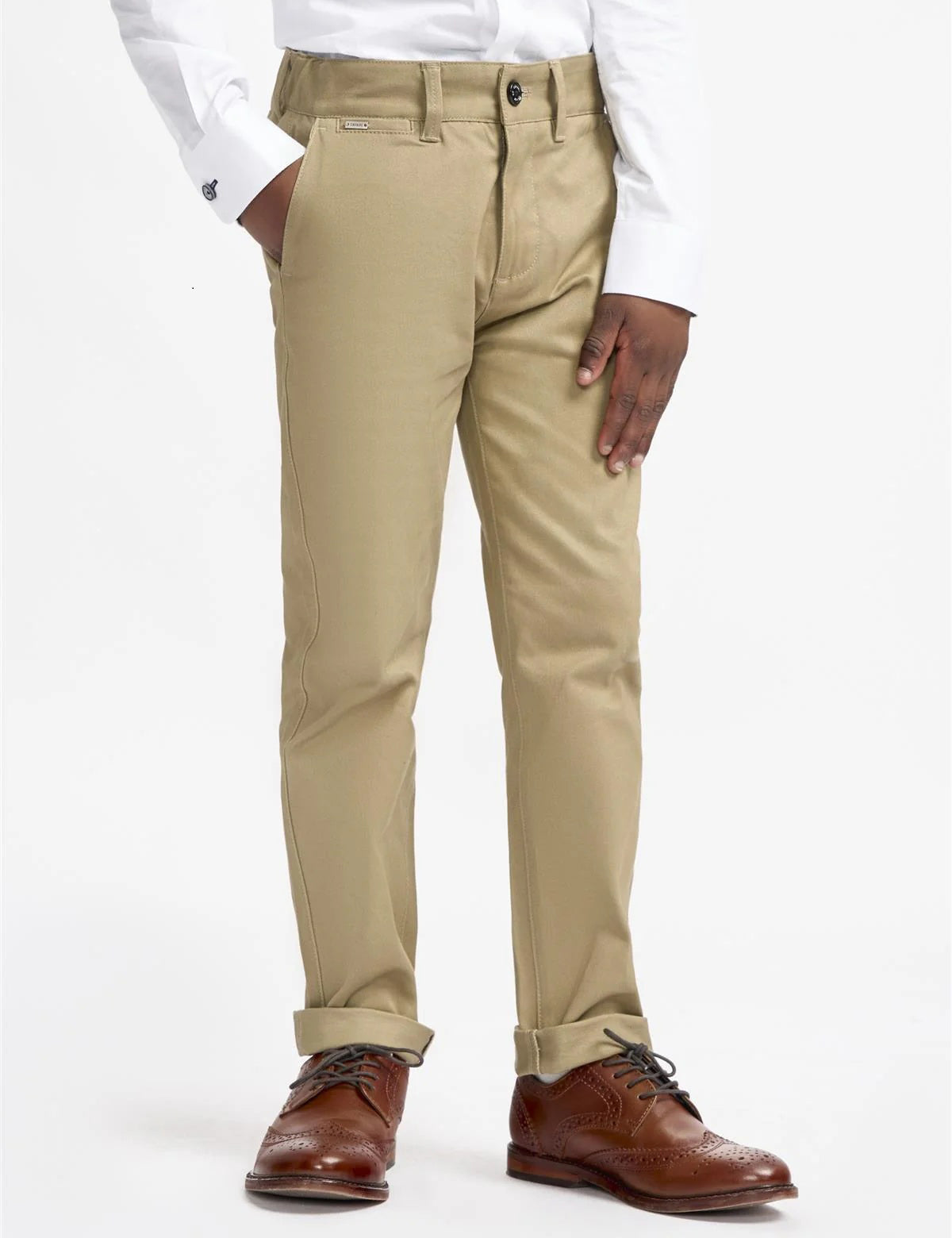 Cavani – Boys Cotton Chinos Trousers in Khaki Stone