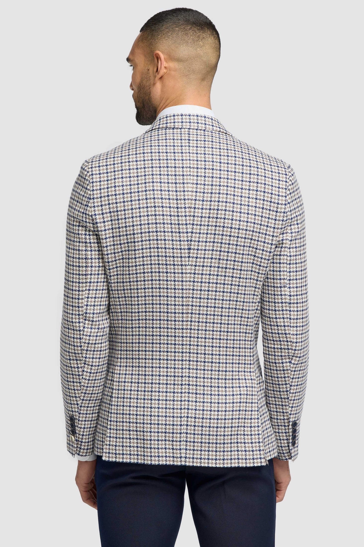 Cavani – Bartela Cotton Linen Houndstooth Jacket Beige