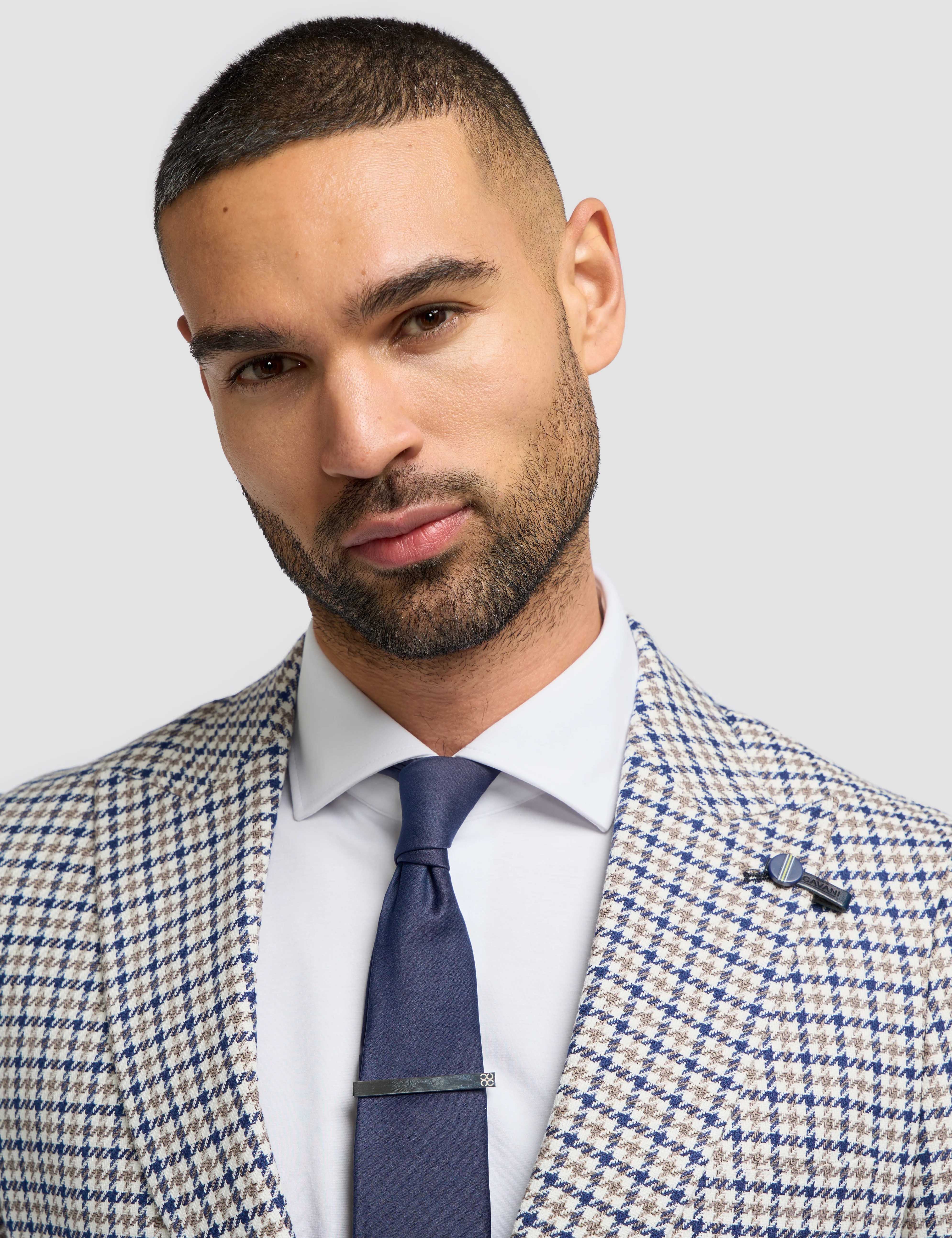 Cavani – Bartela Cotton Linen Houndstooth Jacket Beige