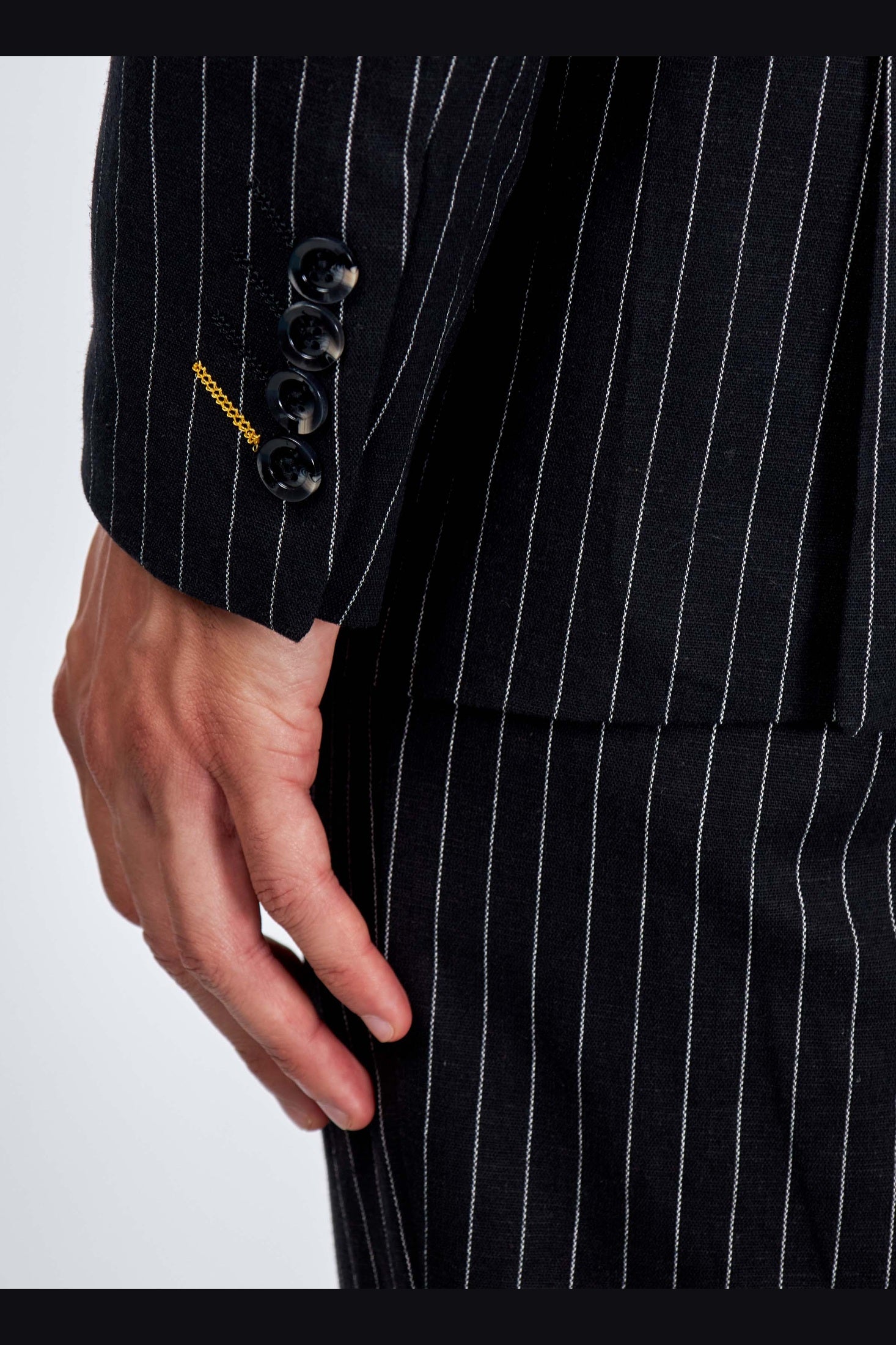 LLOYD – Black Pinstripe Pure Linen Jacket