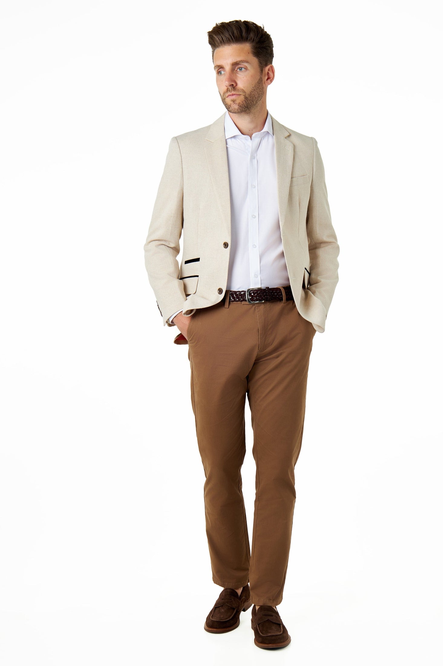 CALIX – Cream Wool Mix Herringbone Tailored Blazer