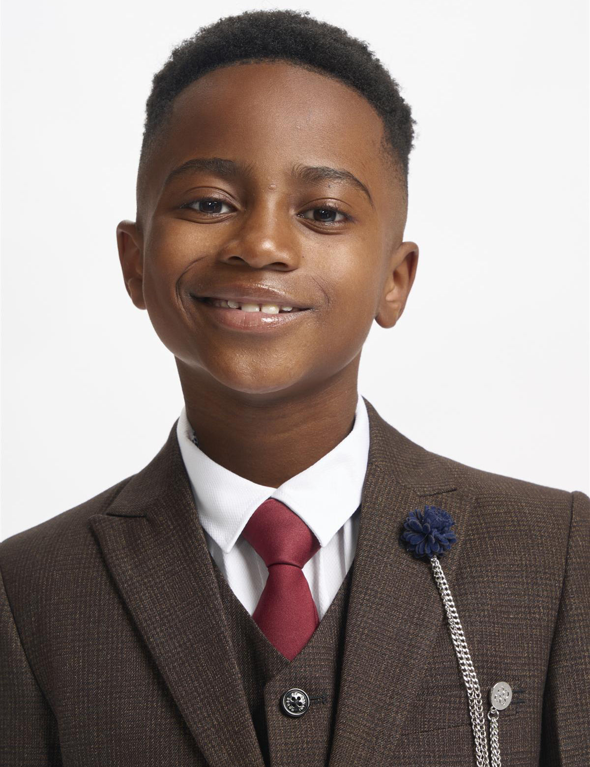 CARIDI – BROWN TWEED CHECK BOYS 3 PIECE SUIT