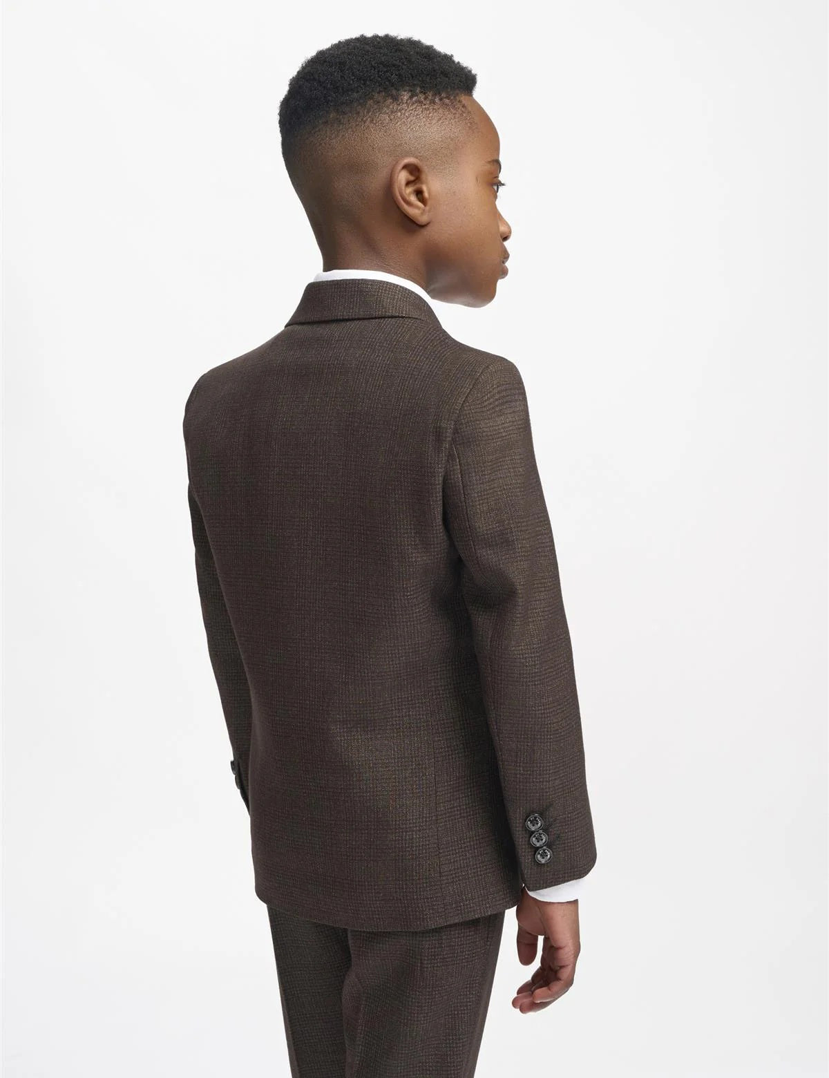 CARIDI – BROWN TWEED CHECK BOYS 3 PIECE SUIT