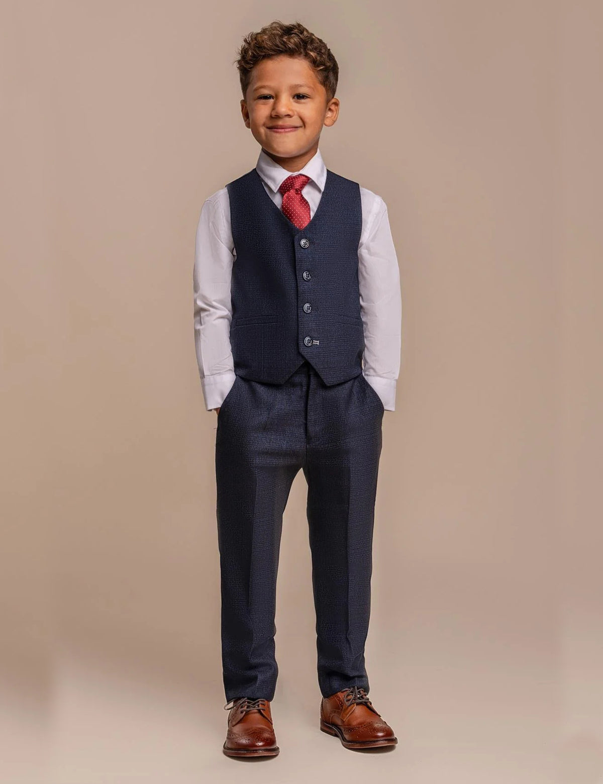 CARIDI NAVY THREE PIECE BOYS SUIT