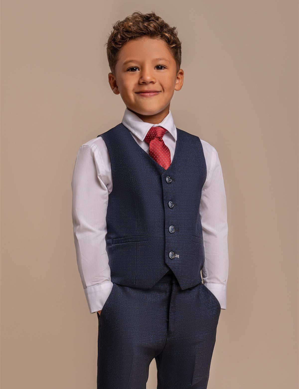 CARIDI NAVY THREE PIECE BOYS SUIT