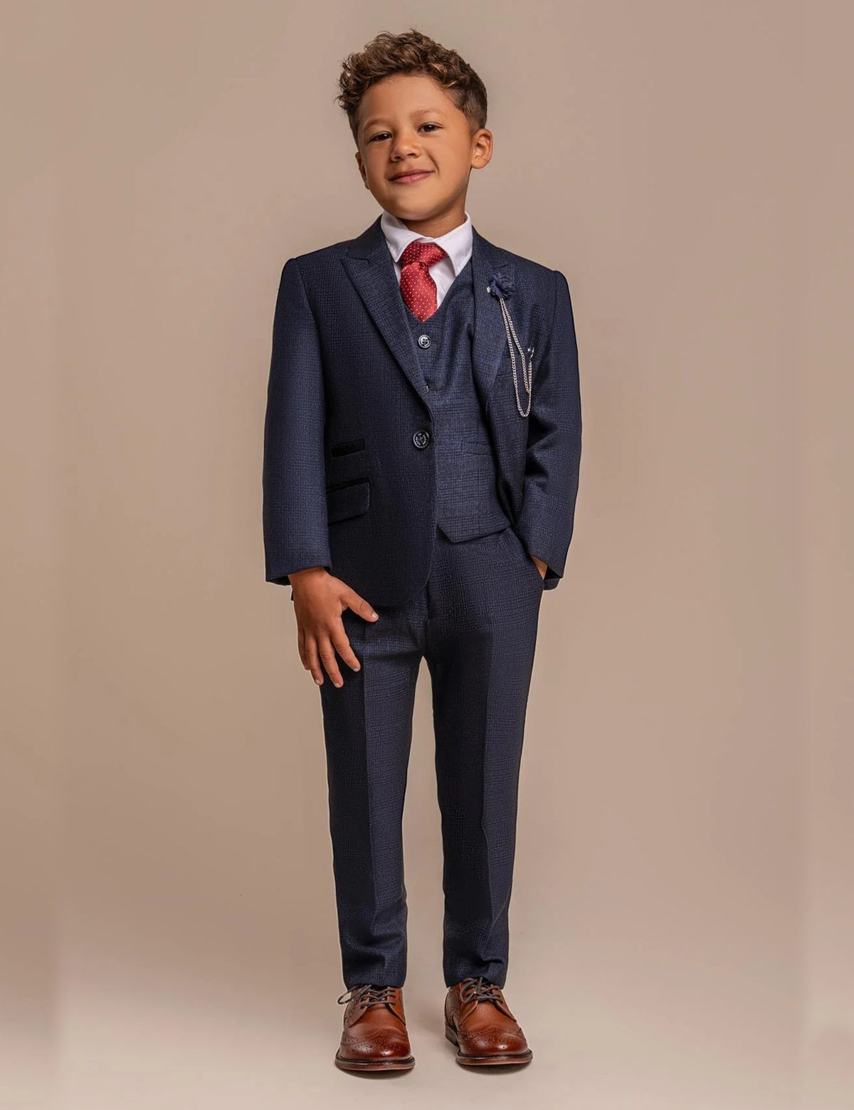 CARIDI NAVY THREE PIECE BOYS SUIT