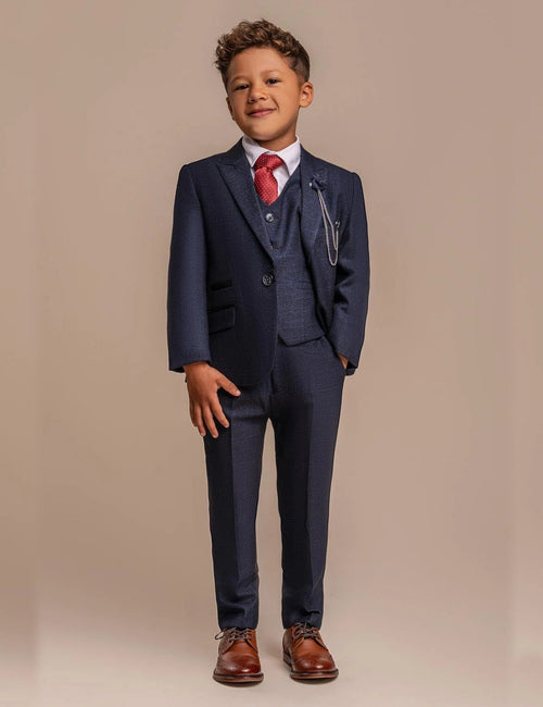 CARIDI NAVY THREE PIECE BOYS SUIT