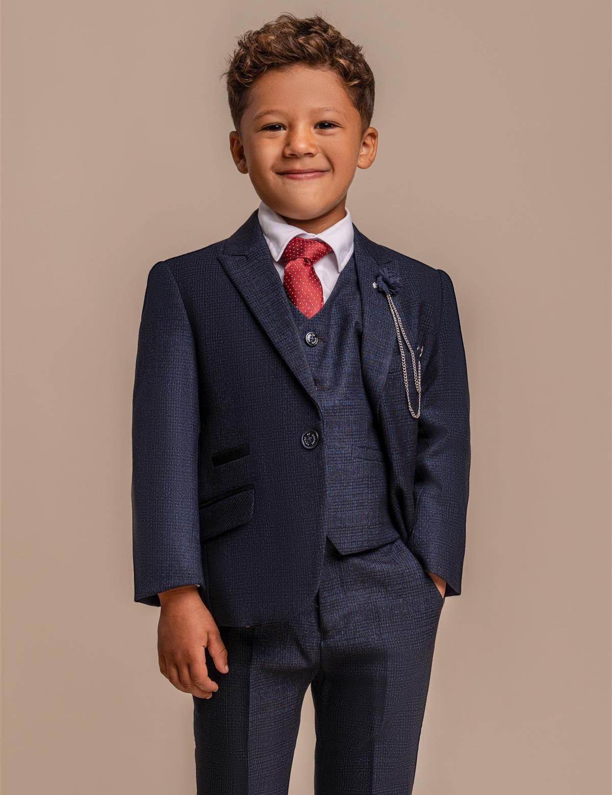 CARIDI NAVY THREE PIECE BOYS SUIT
