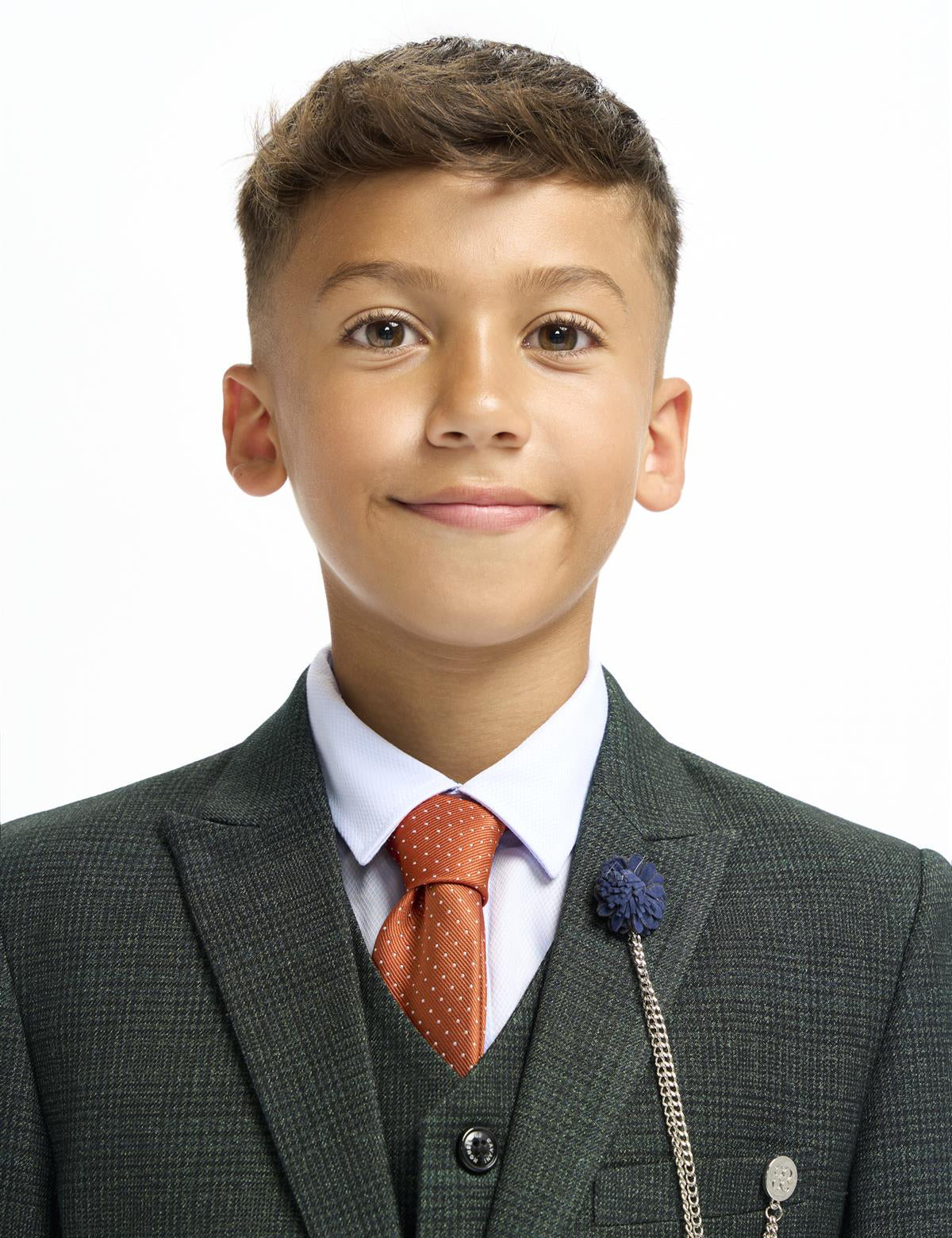 CARIDI OLIVE THREE PIECE BOYS SUIT