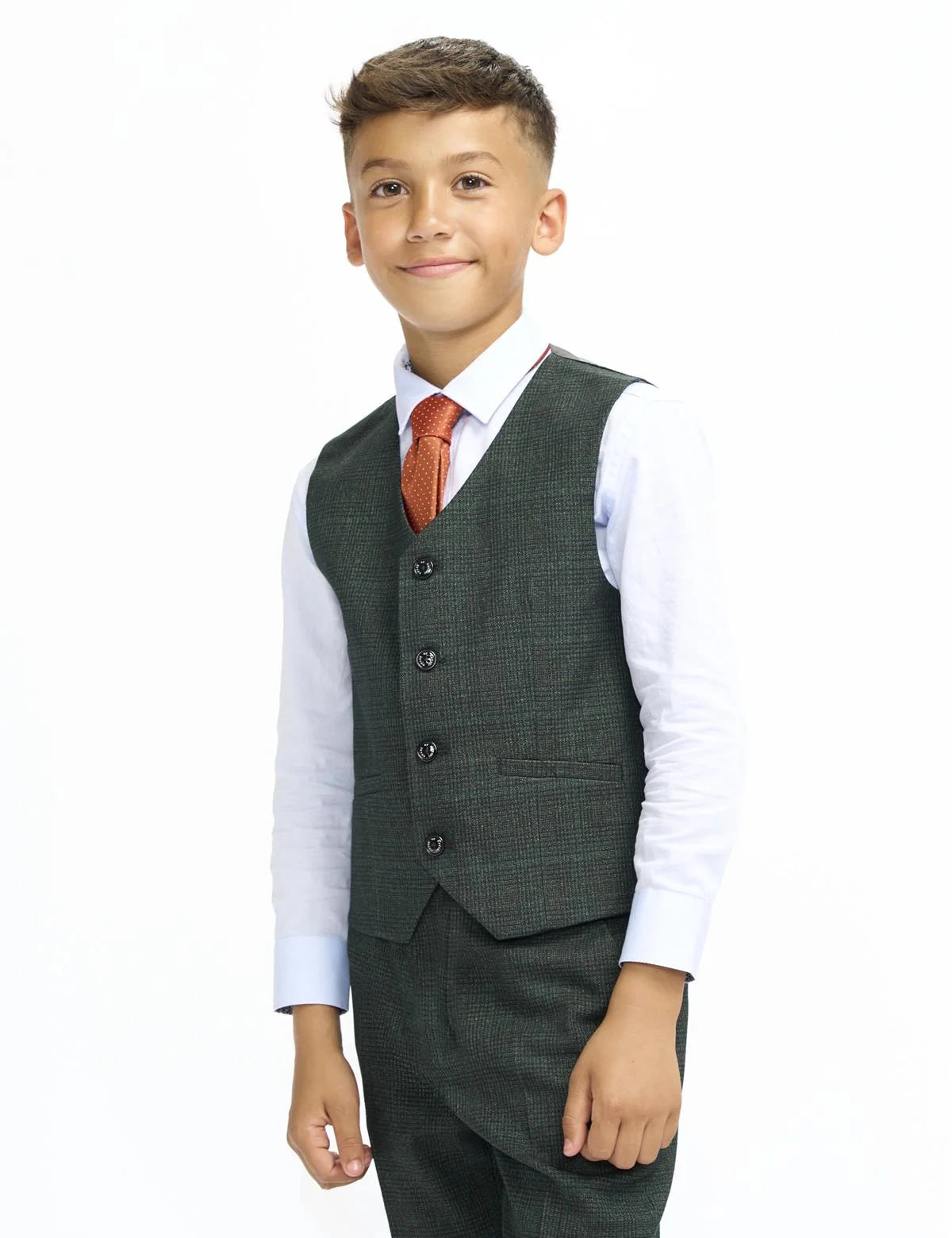 CARIDI OLIVE THREE PIECE BOYS SUIT