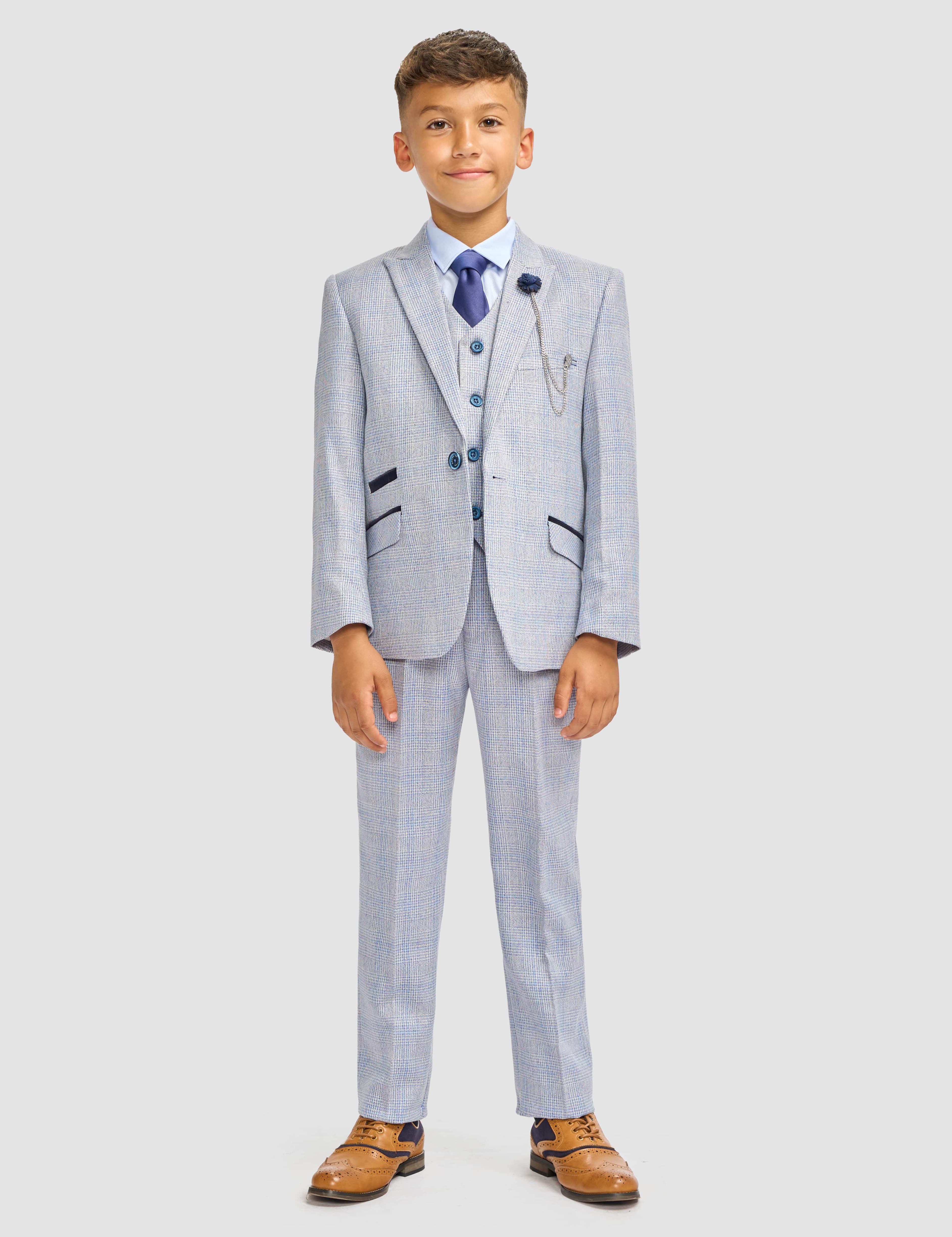CARIDI SKY BLUE THREE PIECE BOYS SUIT