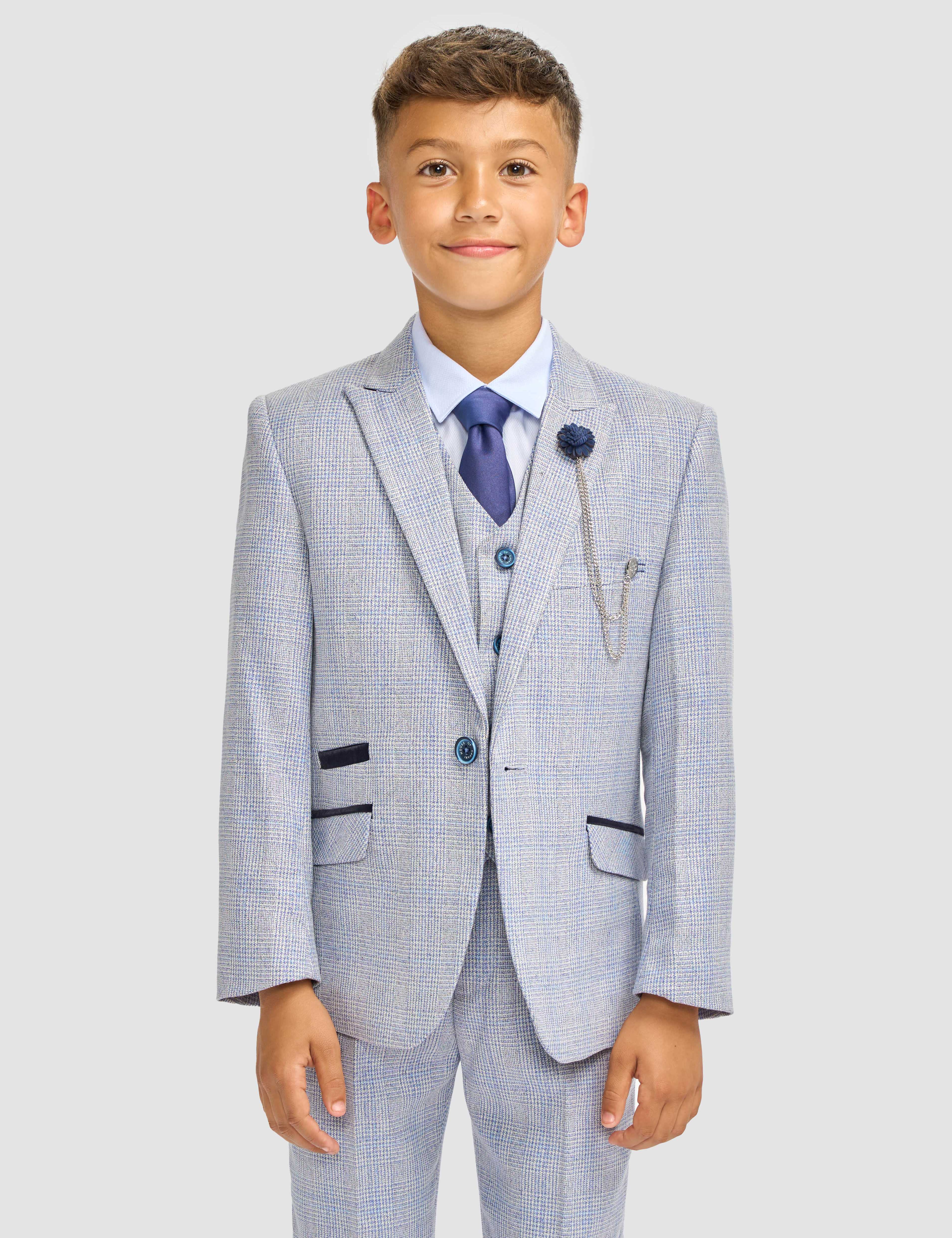 CARIDI SKY BLUE THREE PIECE BOYS SUIT
