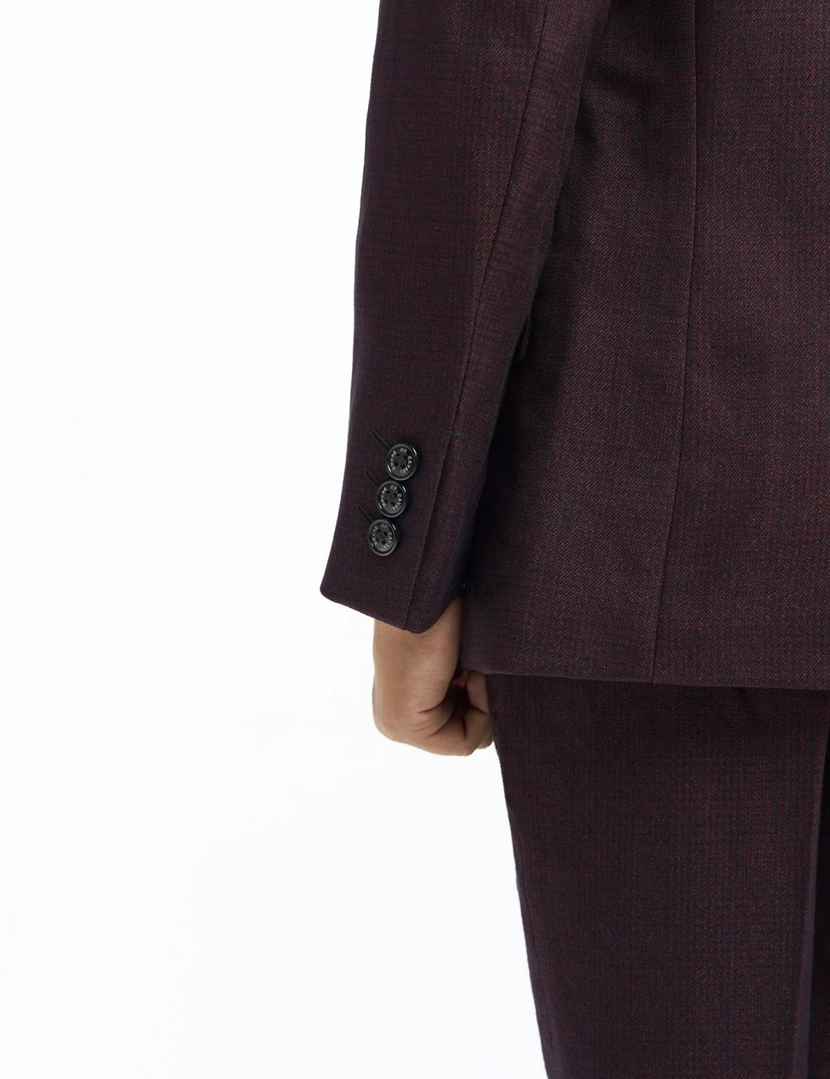 CARIDI – BOYS 3 PIECE SUIT IN MAROON CHECK