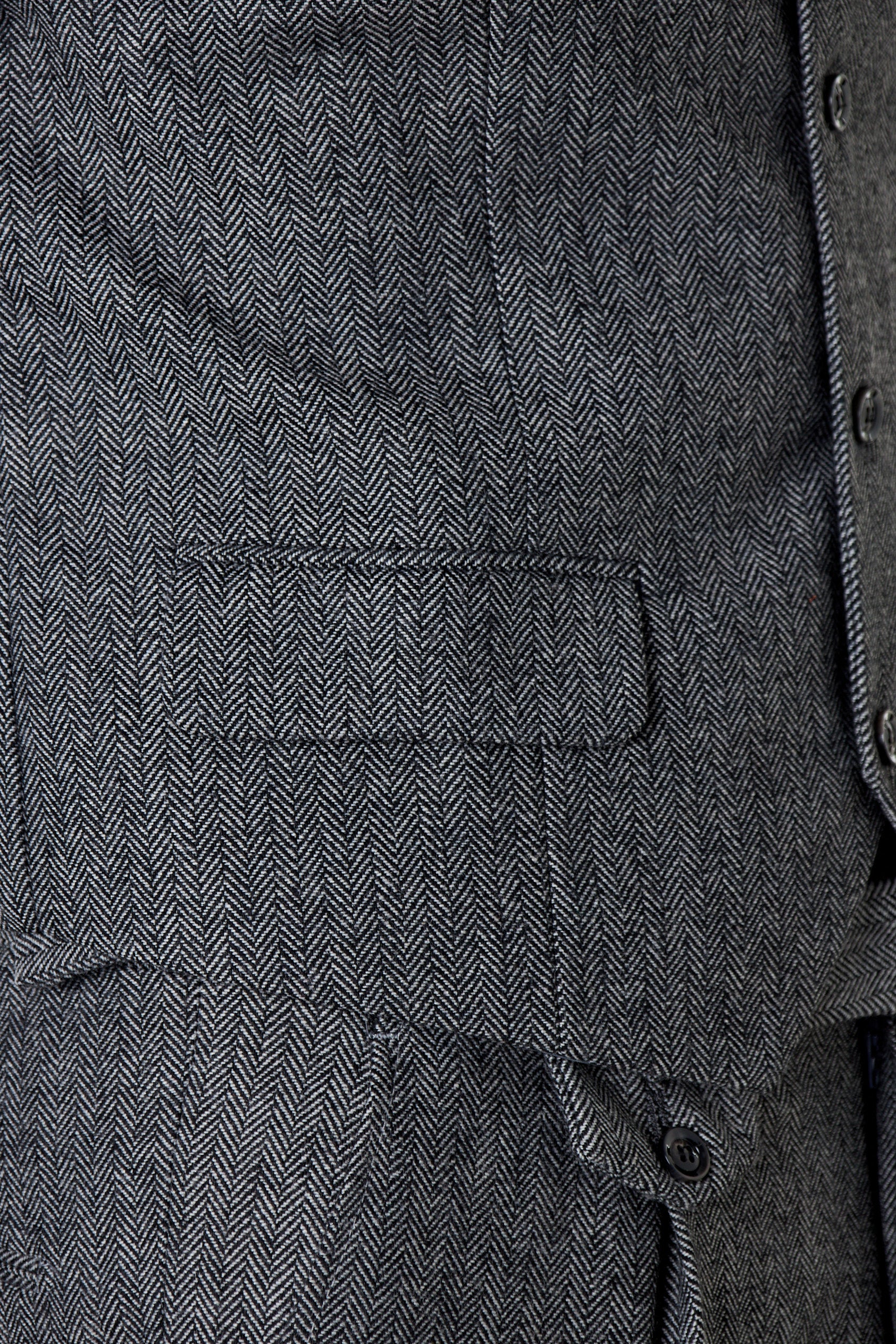 JAX - HERRINGBONE TWEED WAISTCOAT IN GREY