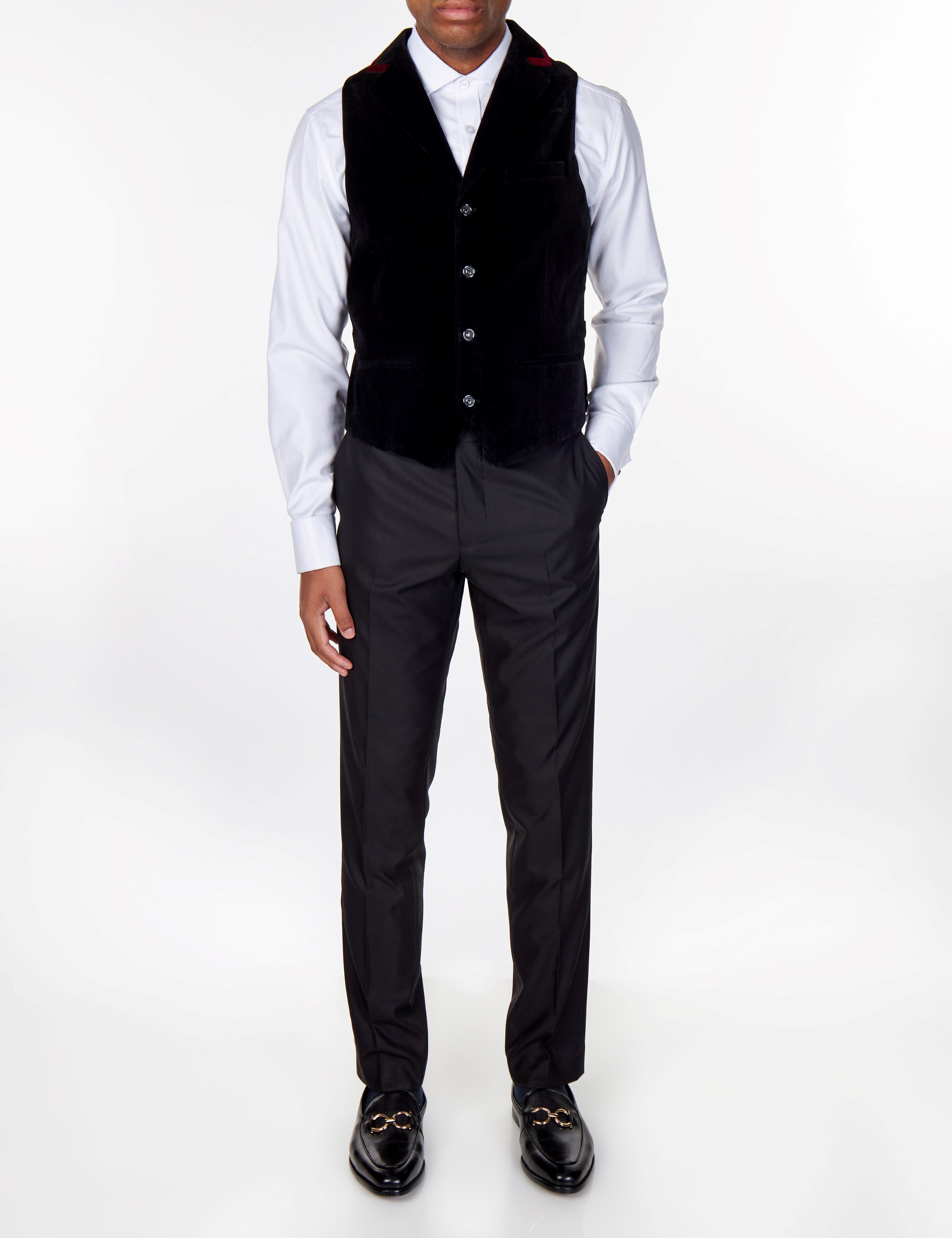 TIM Black Velvet Collar Waistcoat
