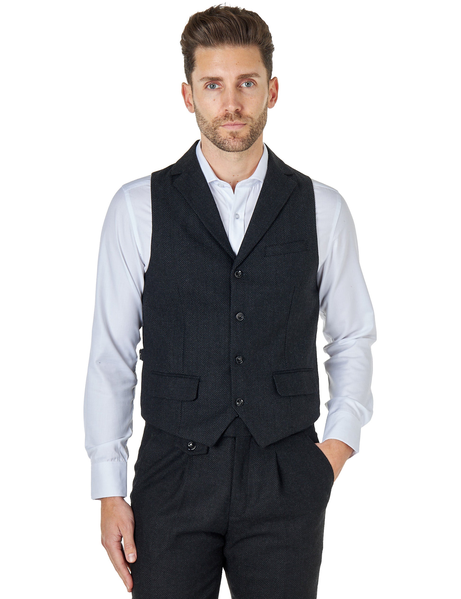 TYLER HERRINGBONE TWEED WAISTCOAT