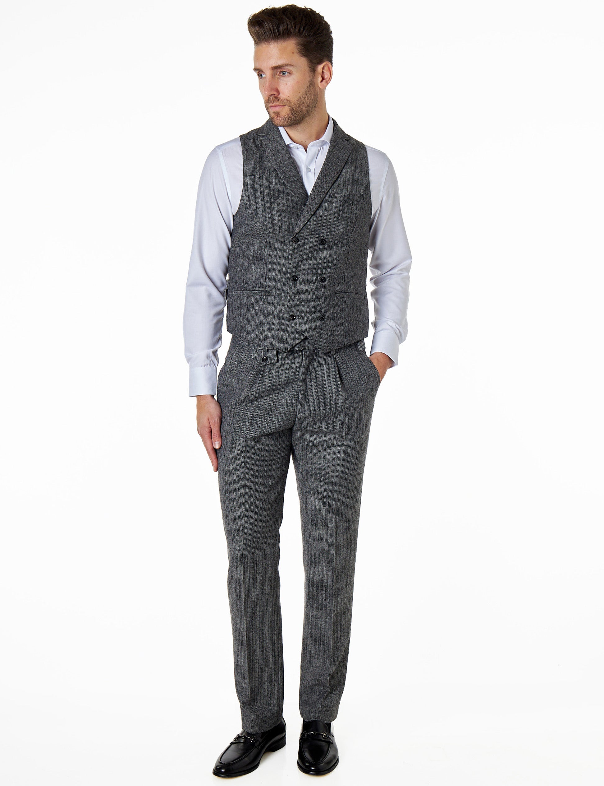 JAX HERRINGBONE DOUBLE BREASTED WAISTCOAT