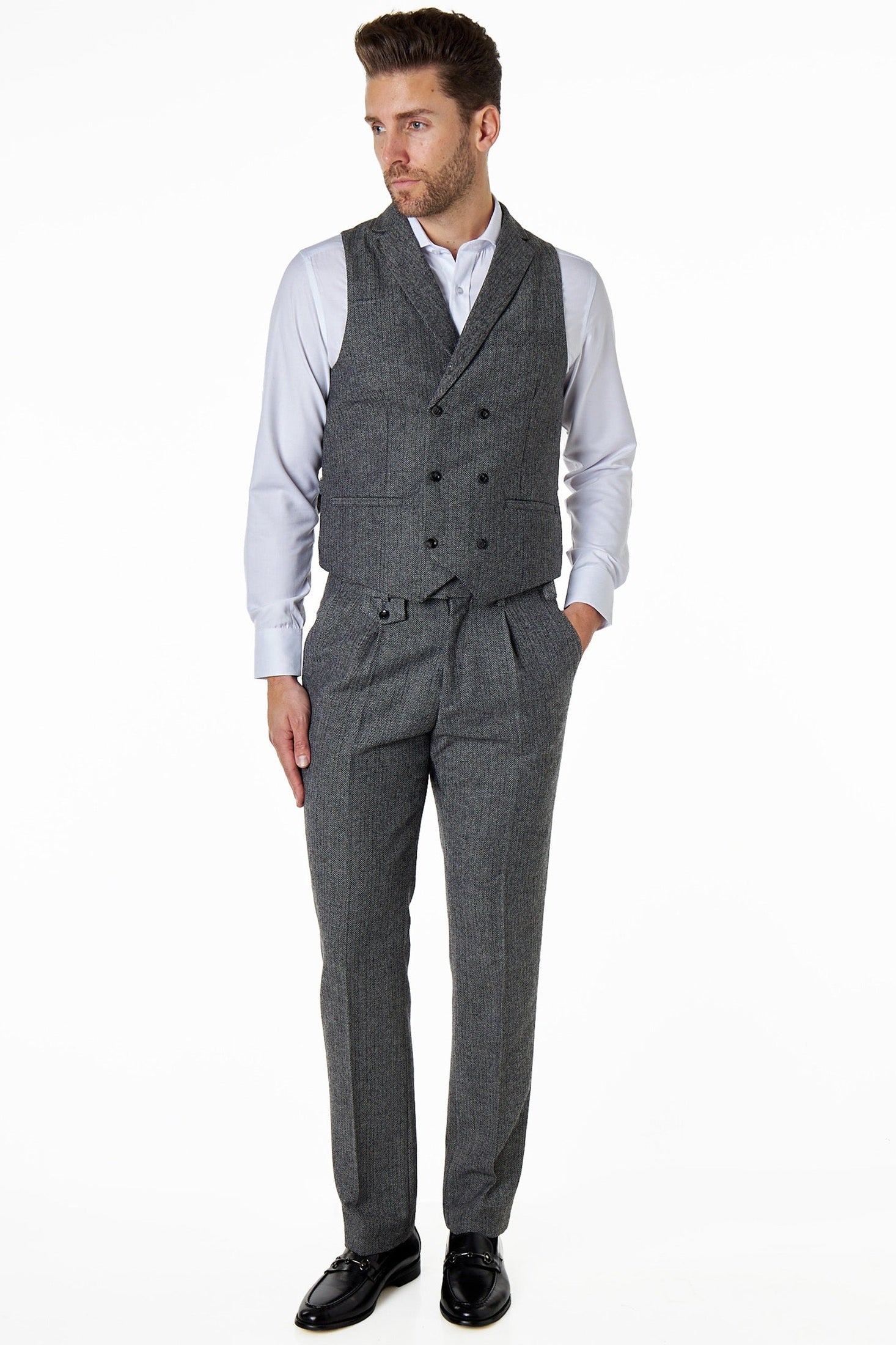 JAX HERRINGBONE DOUBLE BREASTED WAISTCOAT