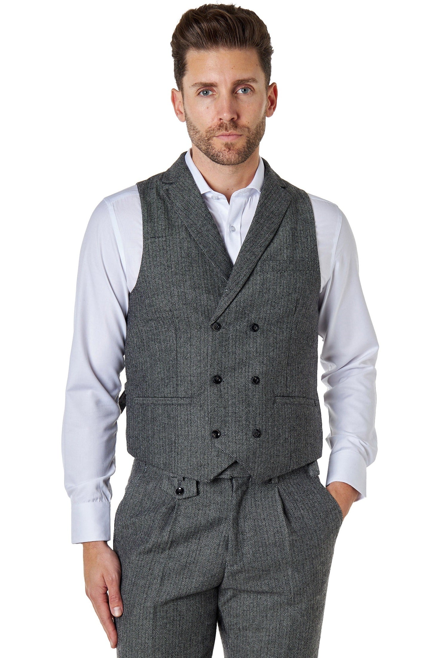 JAX HERRINGBONE DOUBLE BREASTED WAISTCOAT