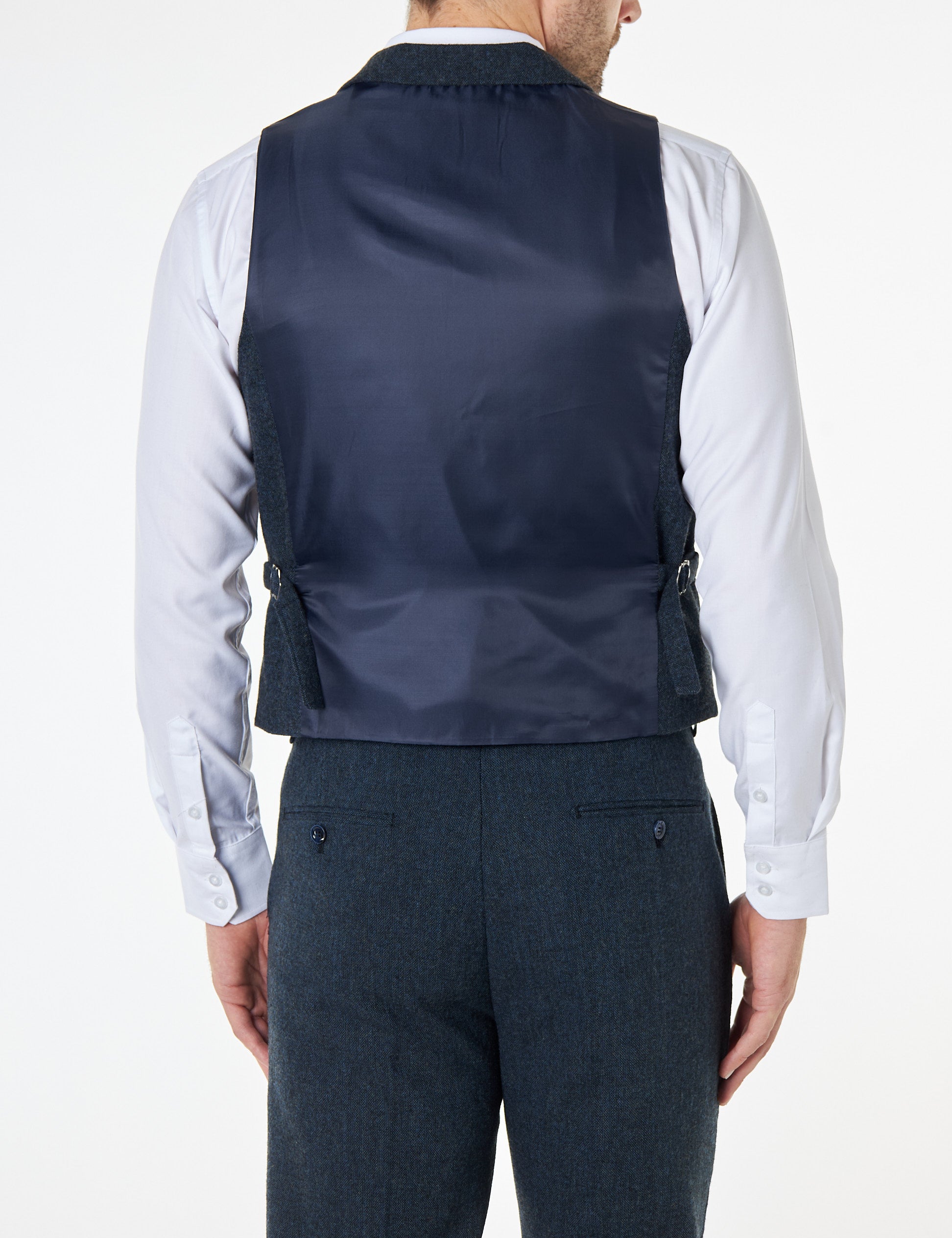 JIM - TWEED DOUBLE BREASTED BLUE WAISTCOAT