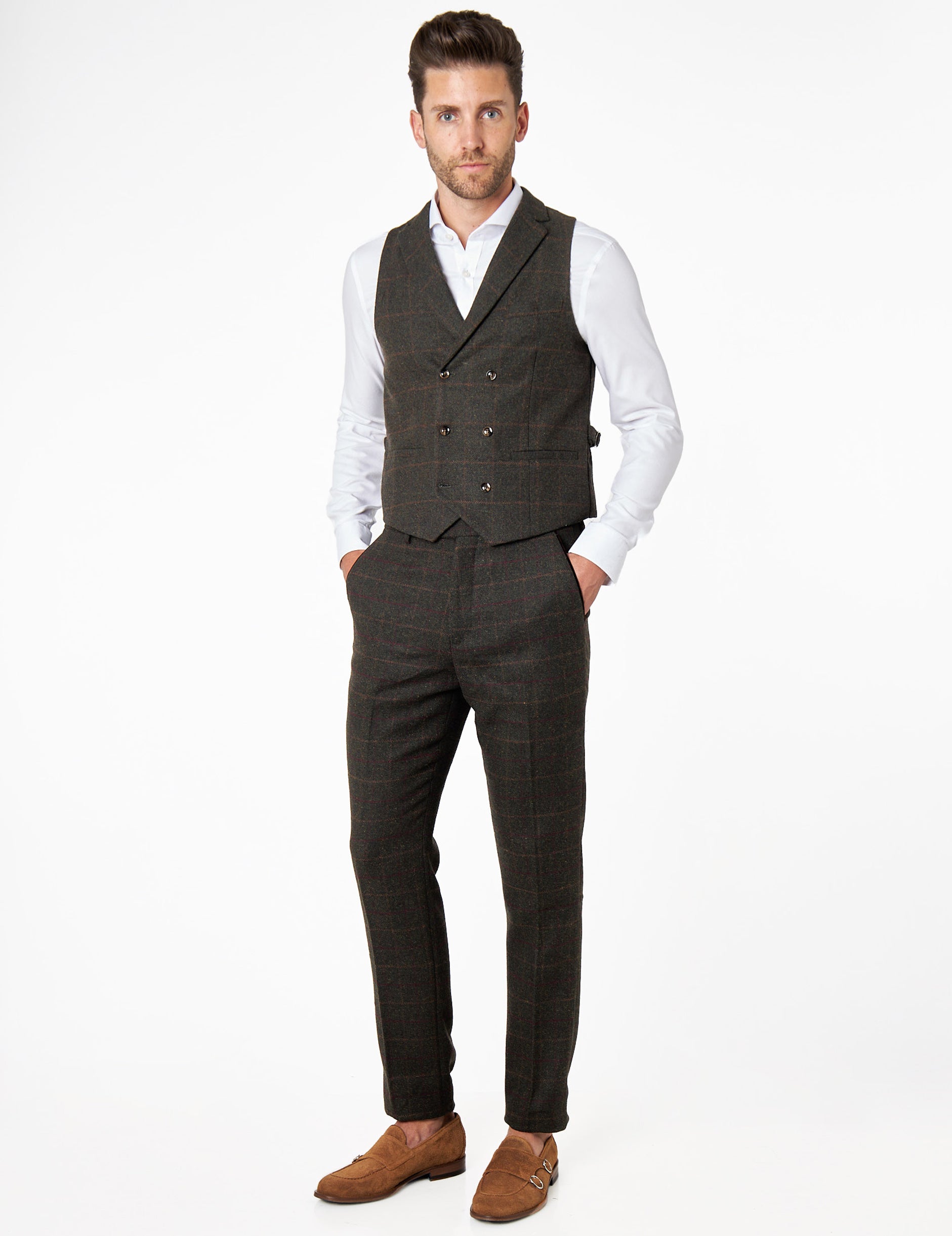 JUDE - DOUBLE BREASTED GREEN WAIST COAT