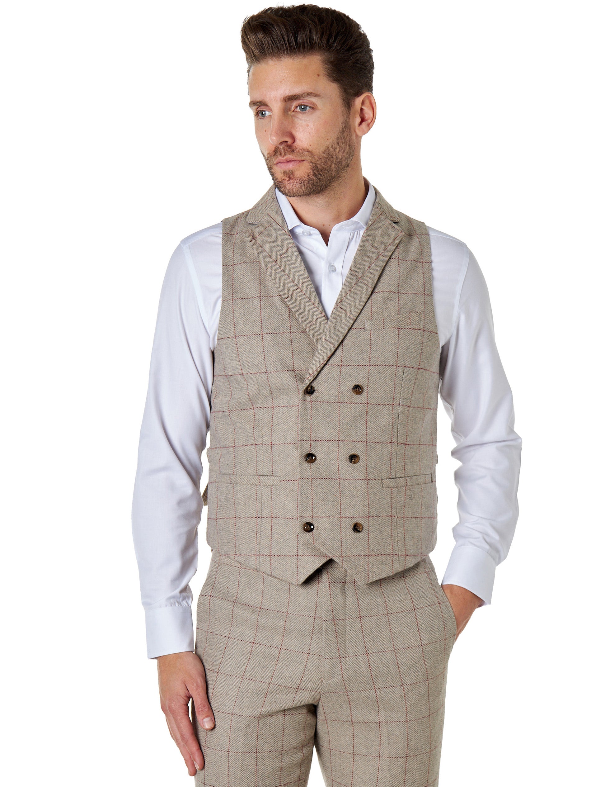 KANO – HERRINGBONE DOUBLE BREASTED WAISTCOAT