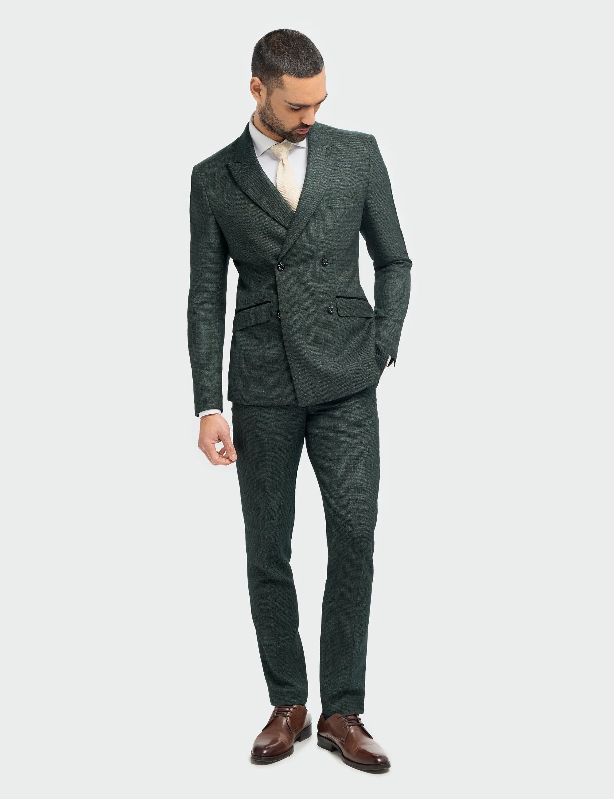 CARIDI - OLIVE 2 PIECE DOUBLE BREASTED SUIT BY CAVANI