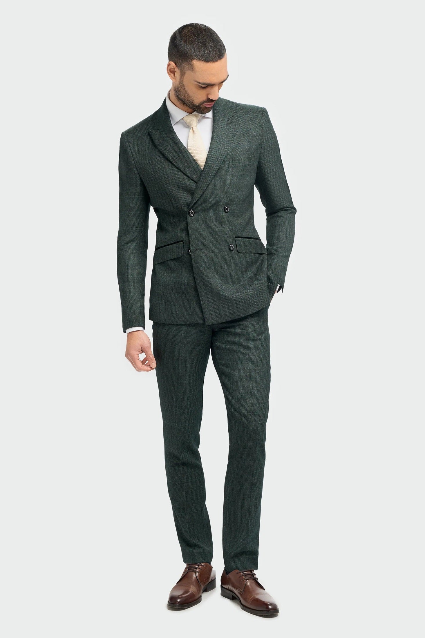 CARIDI - OLIVE 2 PIECE DOUBLE BREASTED SUIT BY CAVANI
